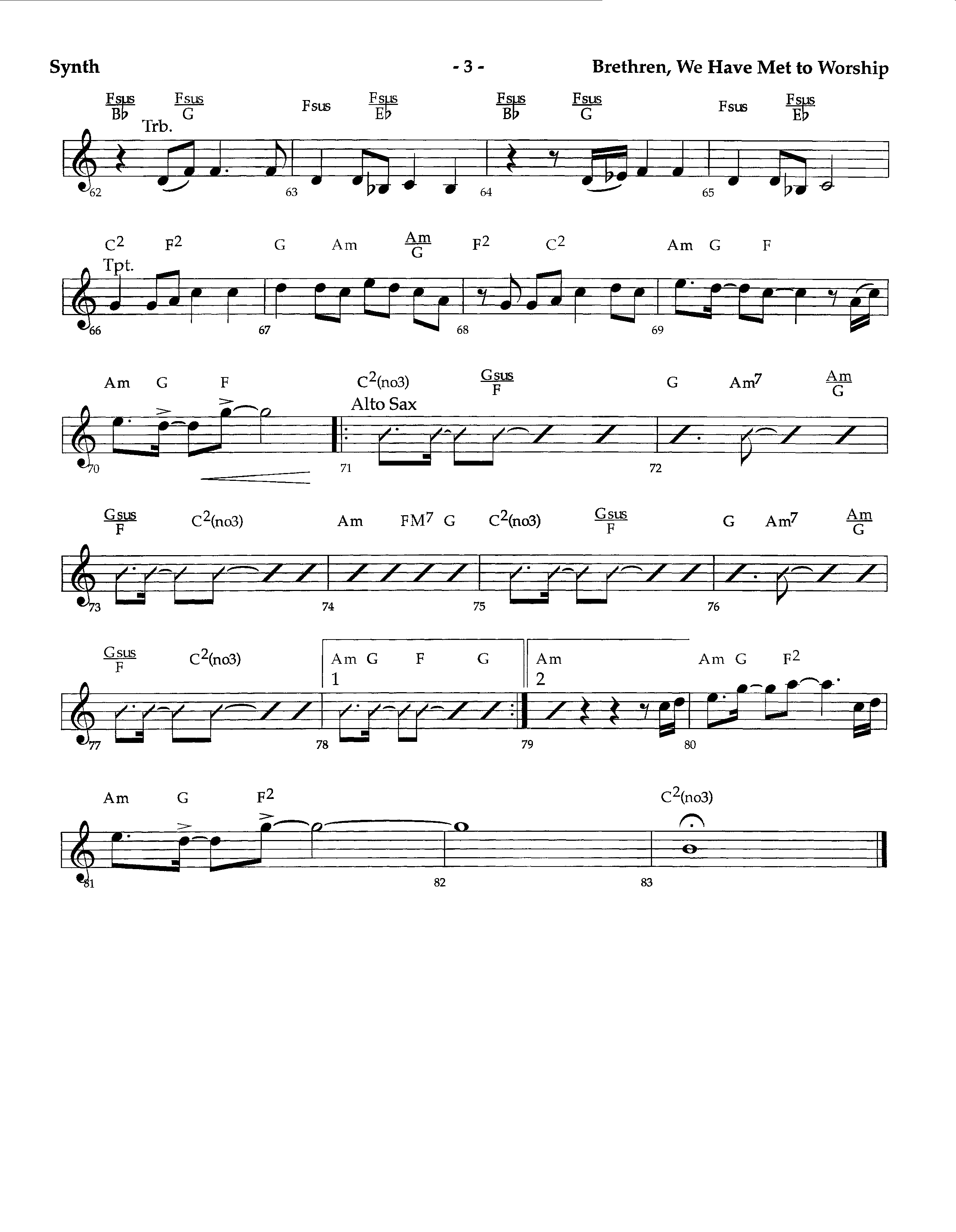 Brethren We Have Met To Worship (Instrumental) Synth (Lifeway Worship / Arr. Richard Kingsmore)