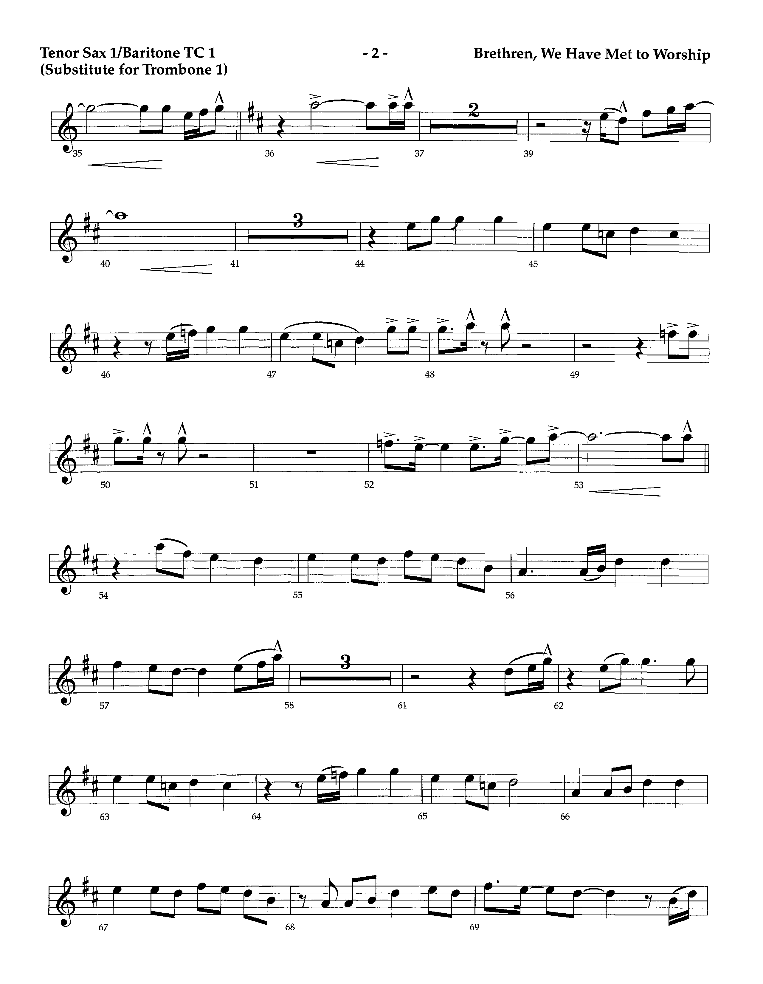 Brethren We Have Met To Worship (Instrumental) Tenor Sax/Baritone T.C. (Lifeway Worship / Arr. Richard Kingsmore)