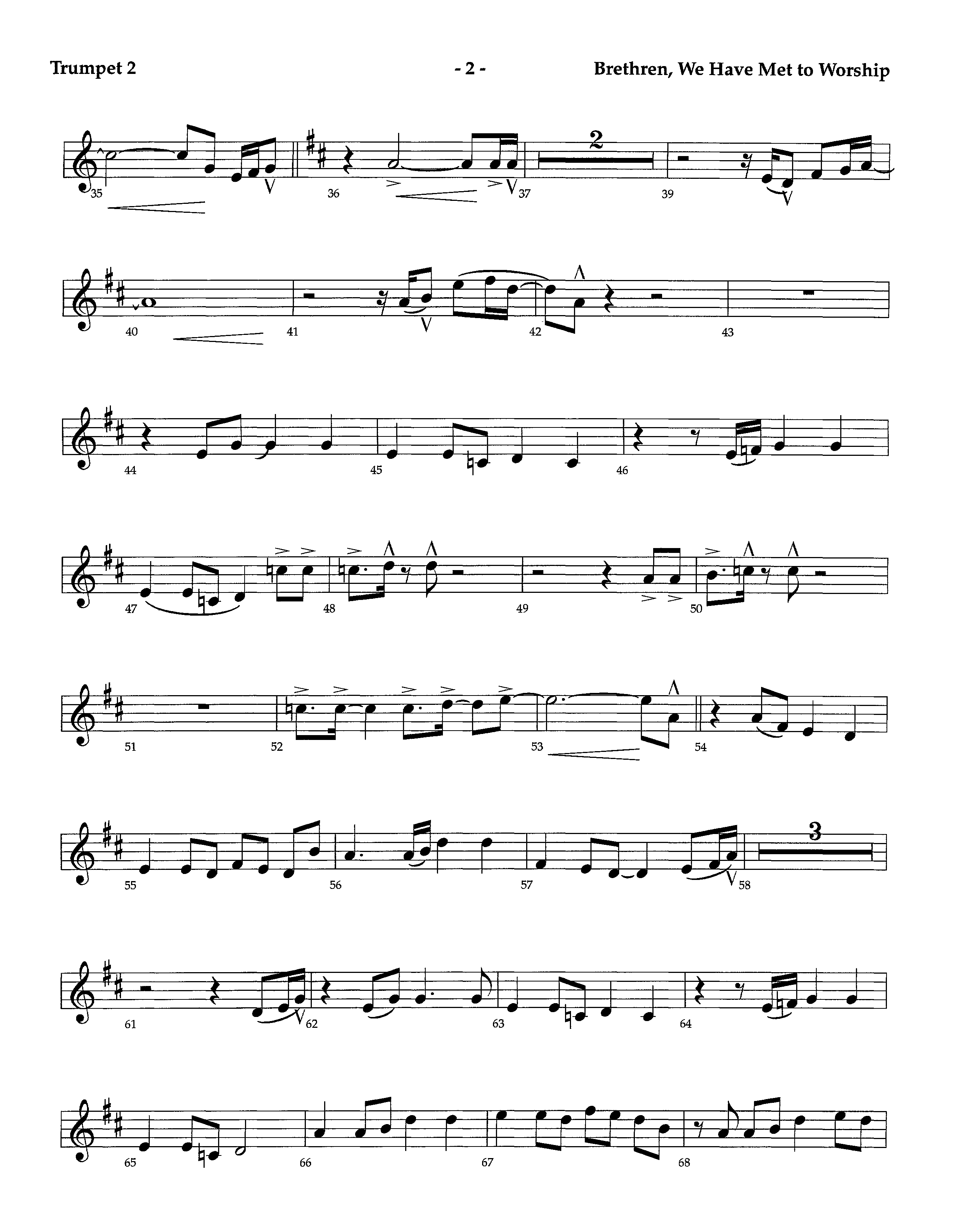 Brethren We Have Met To Worship (Instrumental) Trumpet 2 (Lifeway Worship / Arr. Richard Kingsmore)