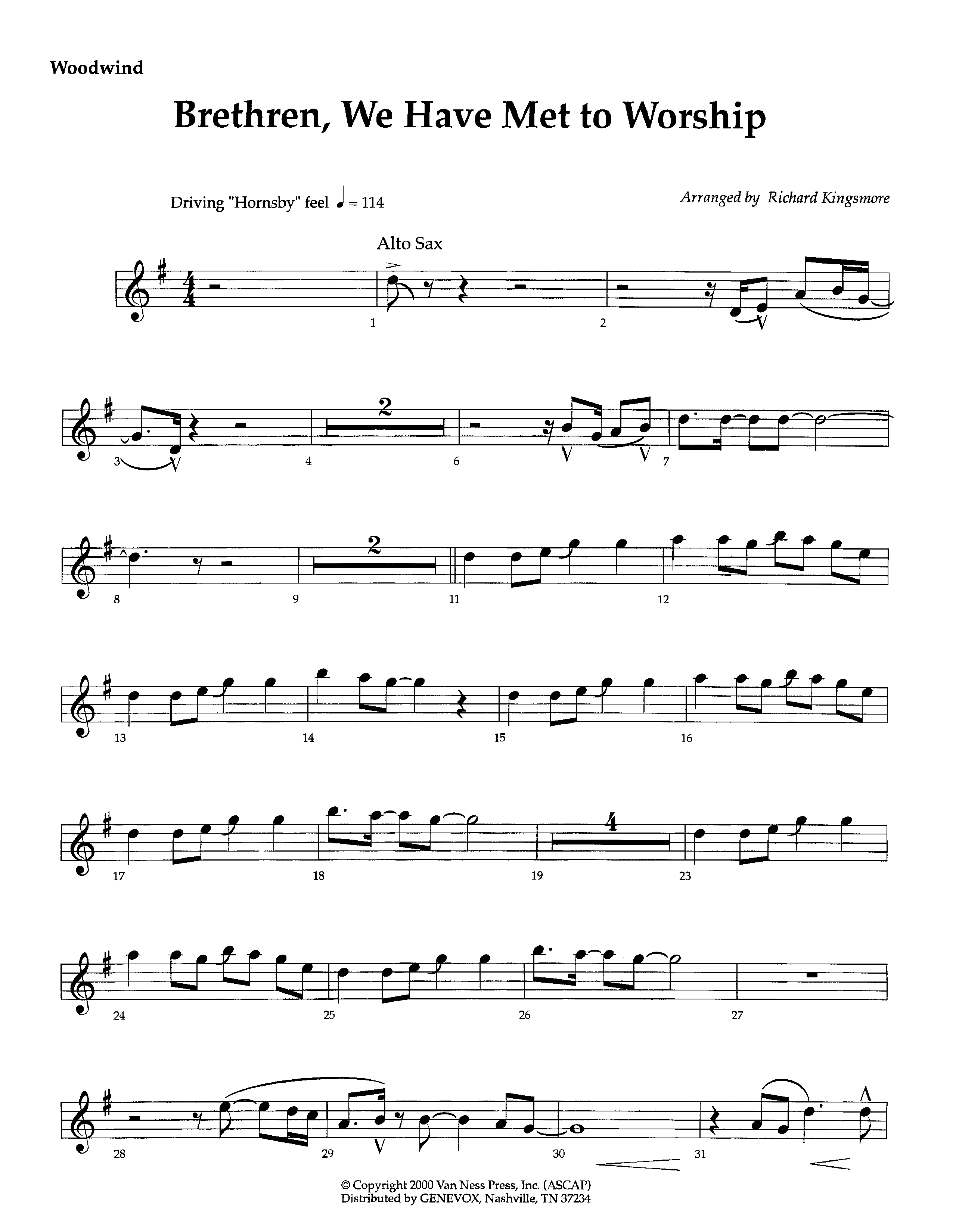 Brethren We Have Met To Worship (Instrumental) Winds (Lifeway Worship / Arr. Richard Kingsmore)