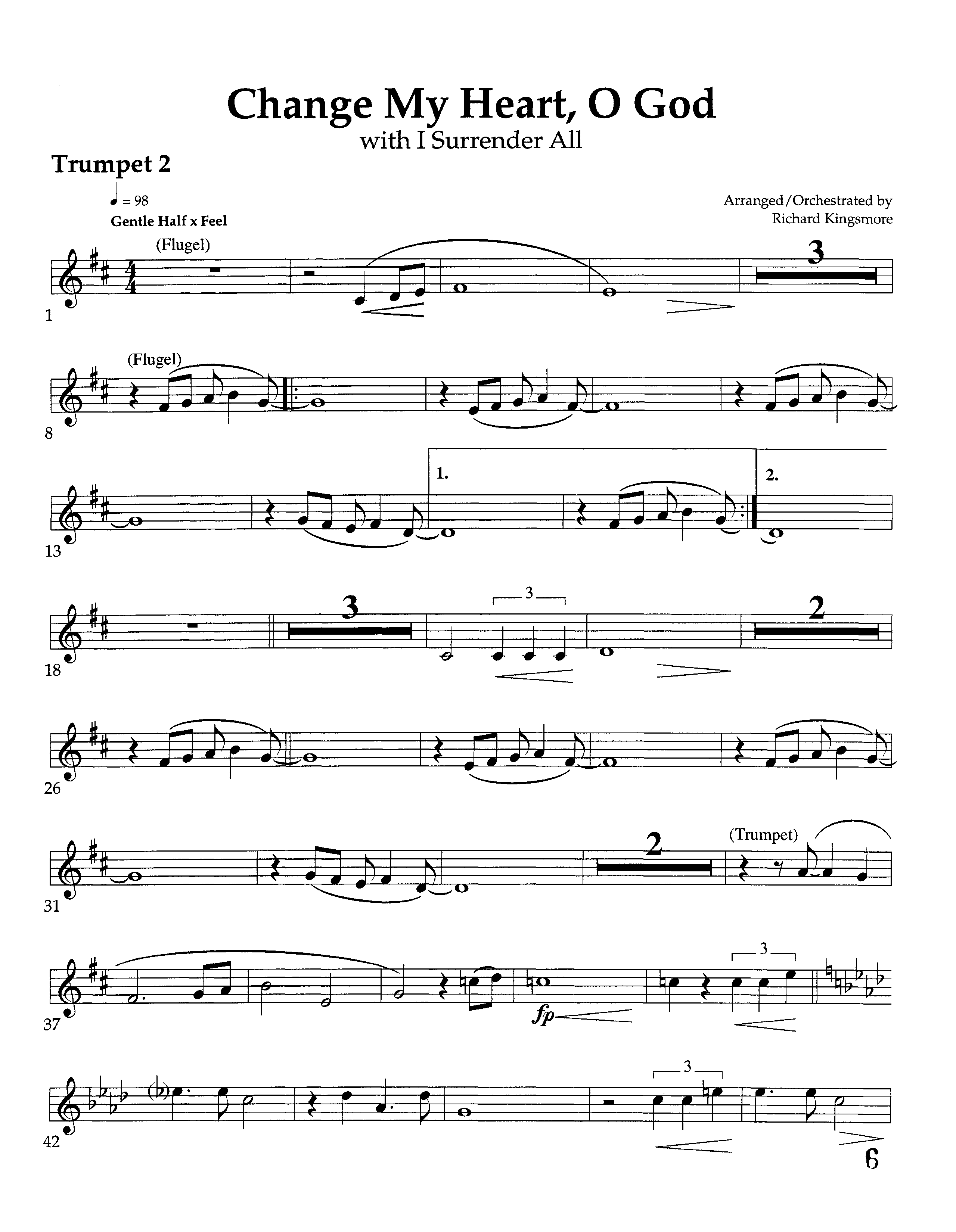 Change My Heart O God (with I Surrender All) (Instrumental) Trumpet 2 (Lifeway Worship / Arr. Richard Kingsmore)