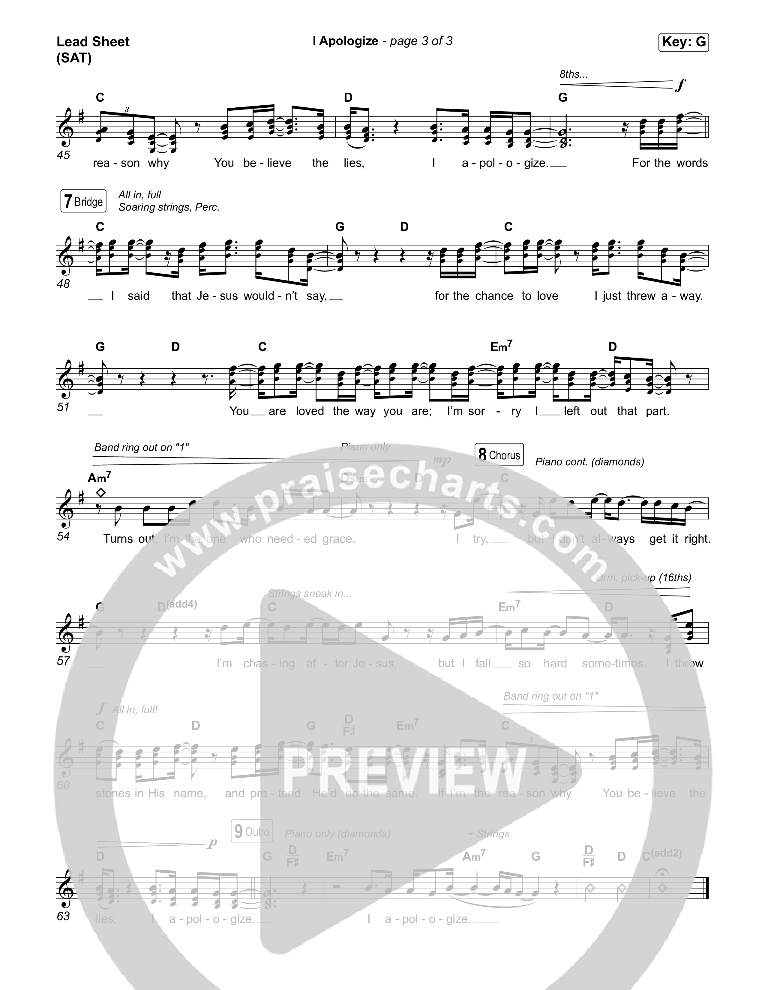 I Apologize Lead Sheet (SAT) (Sidewalk Prophets)