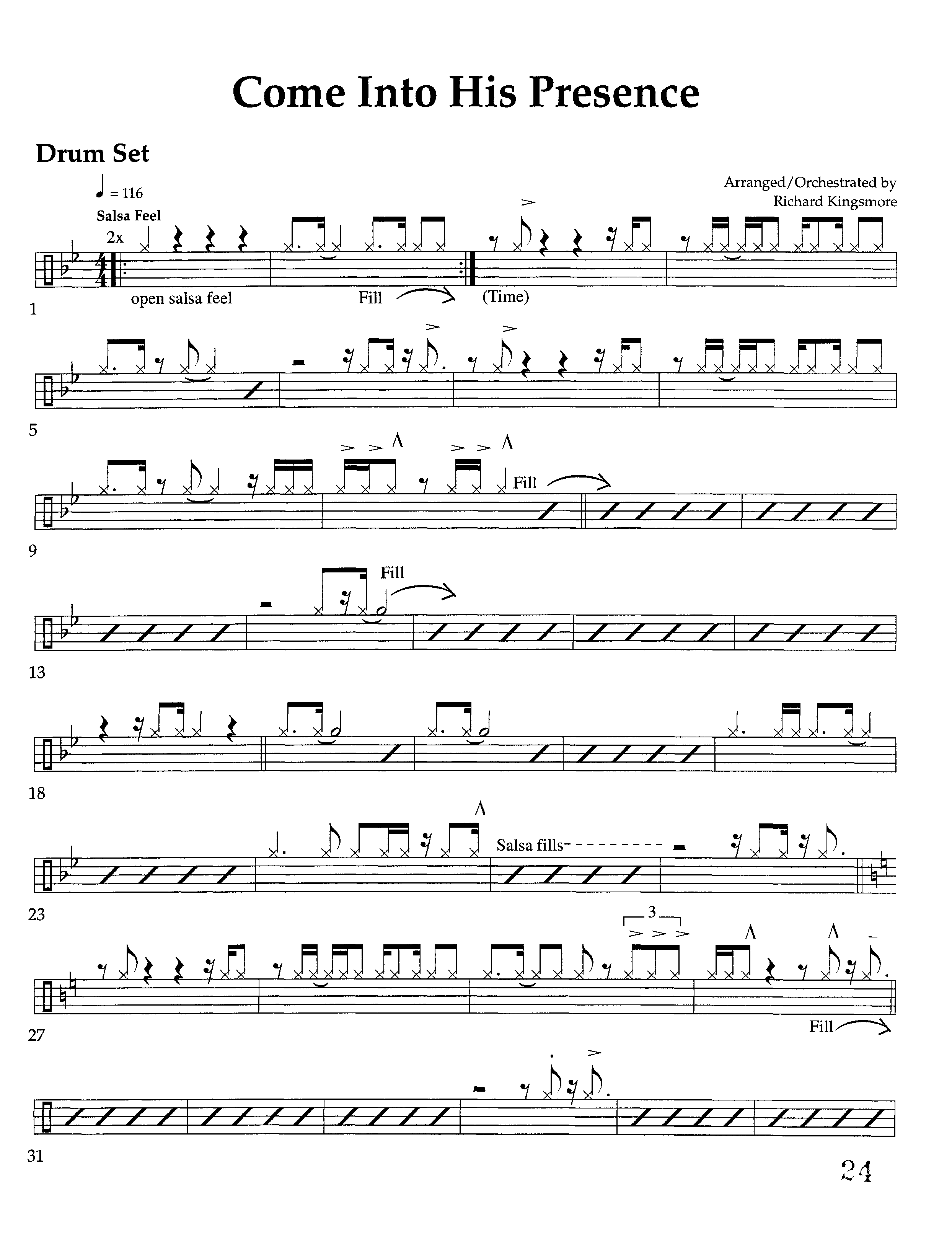 Come Into His Presence (Instrumental) Drum Set (Lifeway Worship / Arr. Richard Kingsmore)