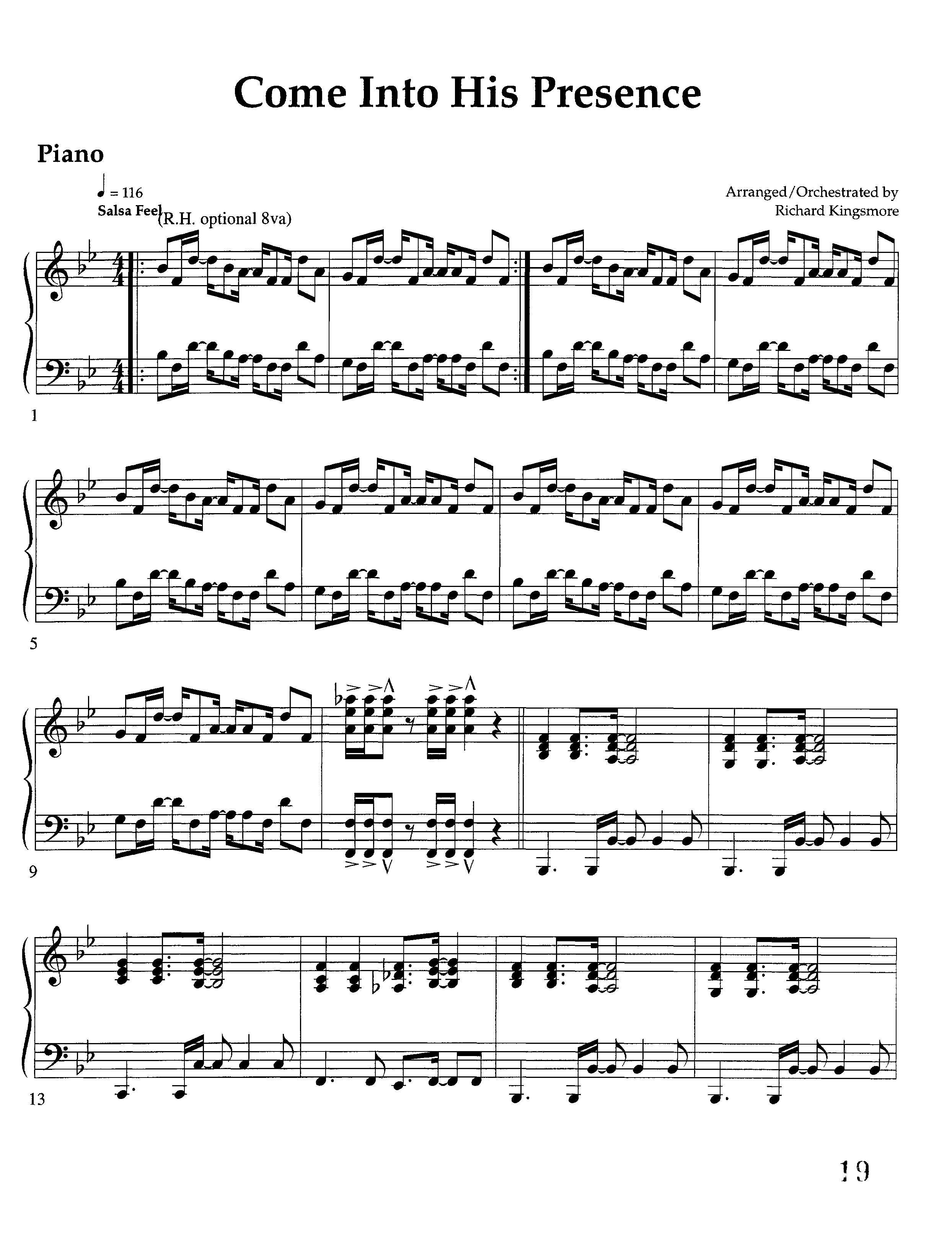 Come Into His Presence (Instrumental) Piano Sheet (Lifeway Worship / Arr. Richard Kingsmore)