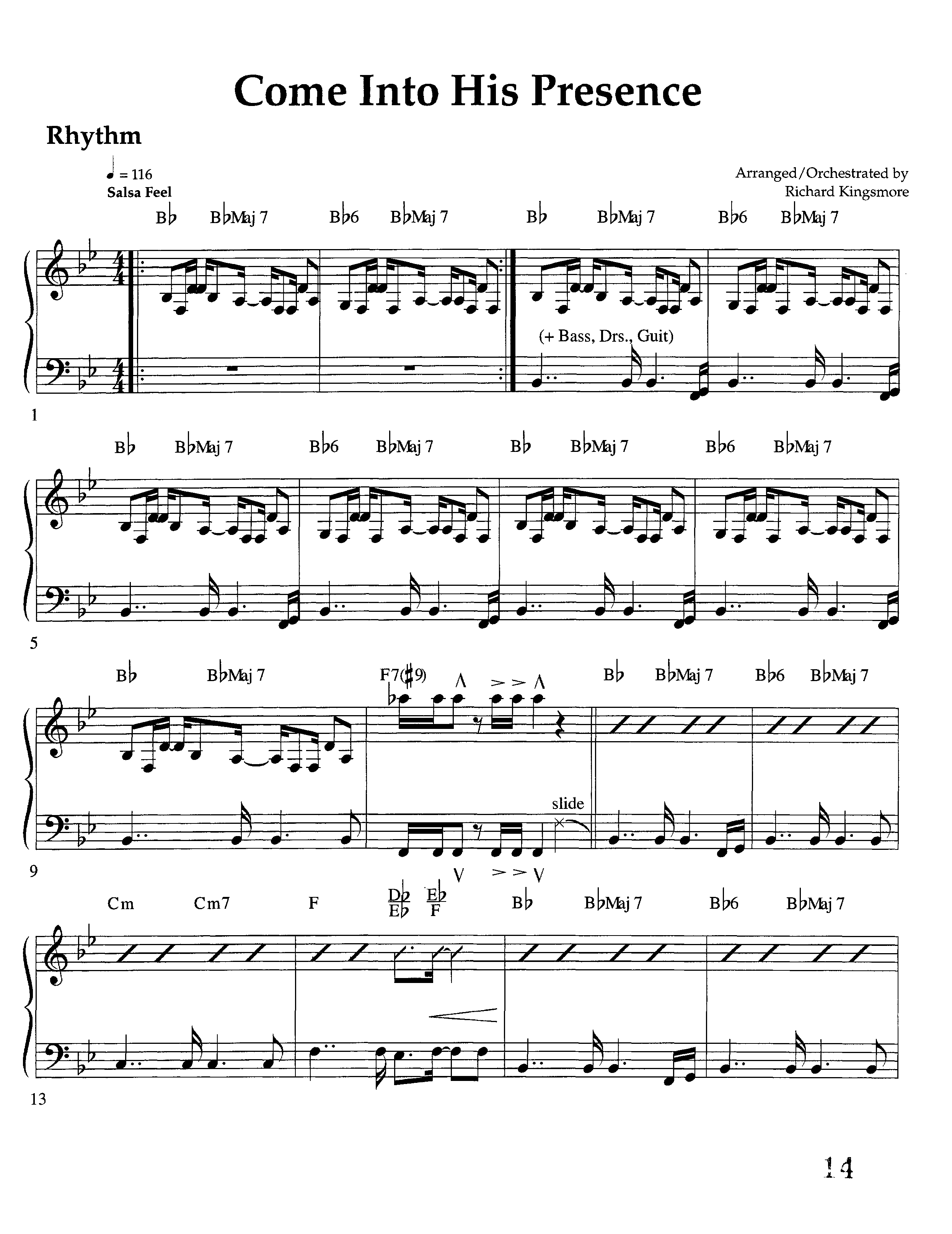 Come Into His Presence (Instrumental) Rhythm Chart (Lifeway Worship / Arr. Richard Kingsmore)