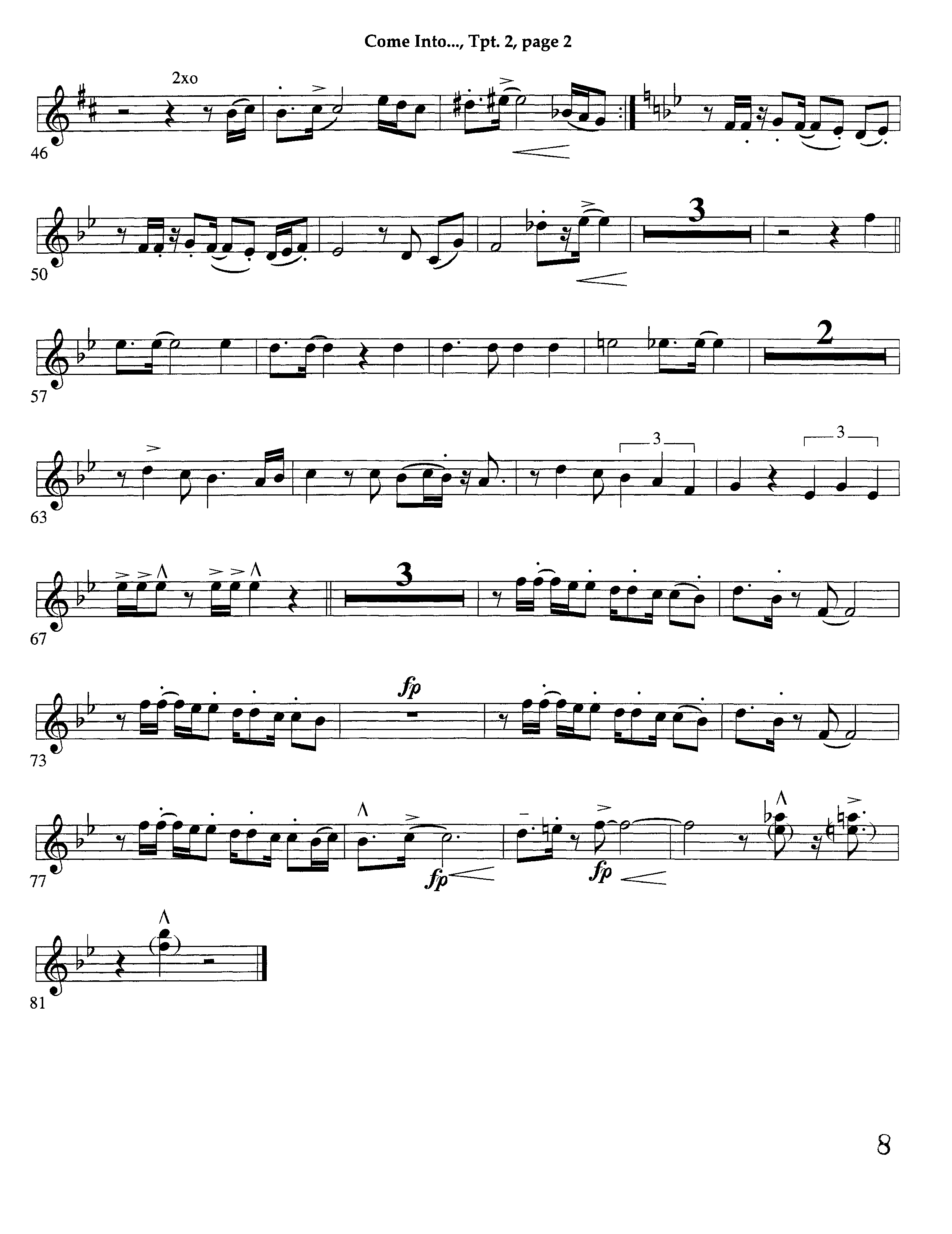 Come Into His Presence (Instrumental) Trumpet 2 (Lifeway Worship / Arr. Richard Kingsmore)