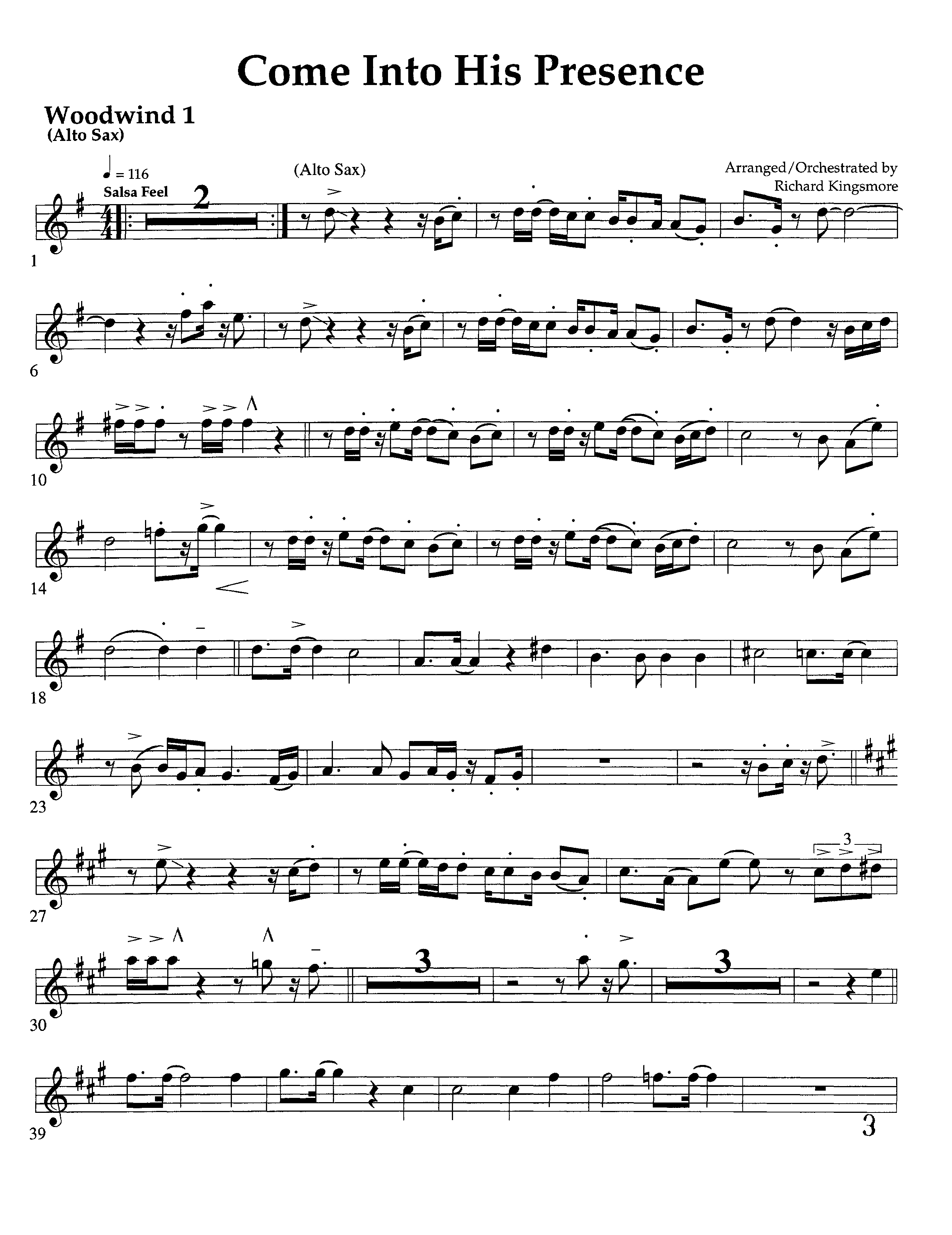 Come Into His Presence (Instrumental) Winds (Lifeway Worship / Arr. Richard Kingsmore)