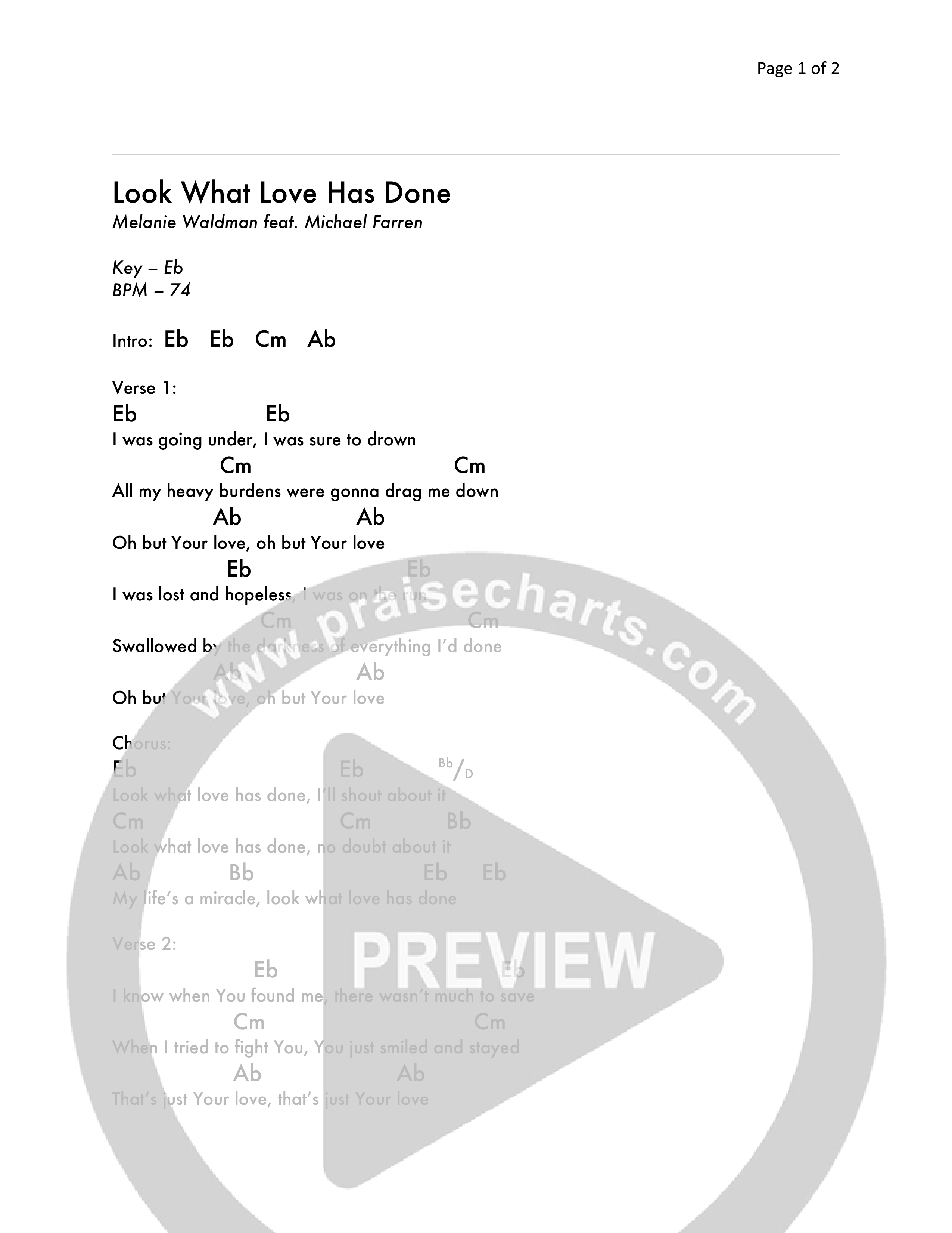 Look What Love Has Done Chord Chart (Melanie Waldman)
