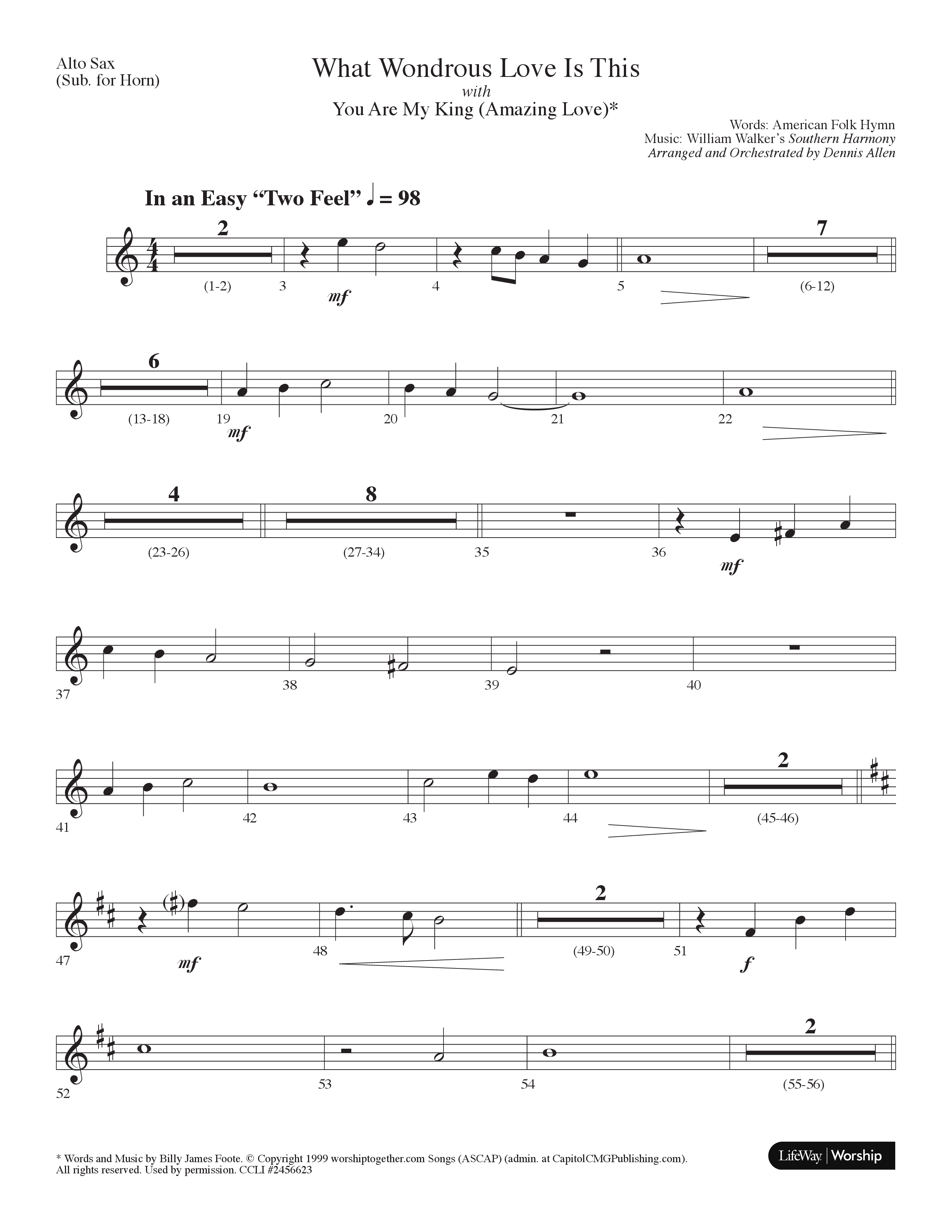 What Wondrous Love Is This (with You Are My King (Amazing Love)) (Choral Anthem SATB) Alto Sax (Lifeway Choral / Arr. Dennis Allen)