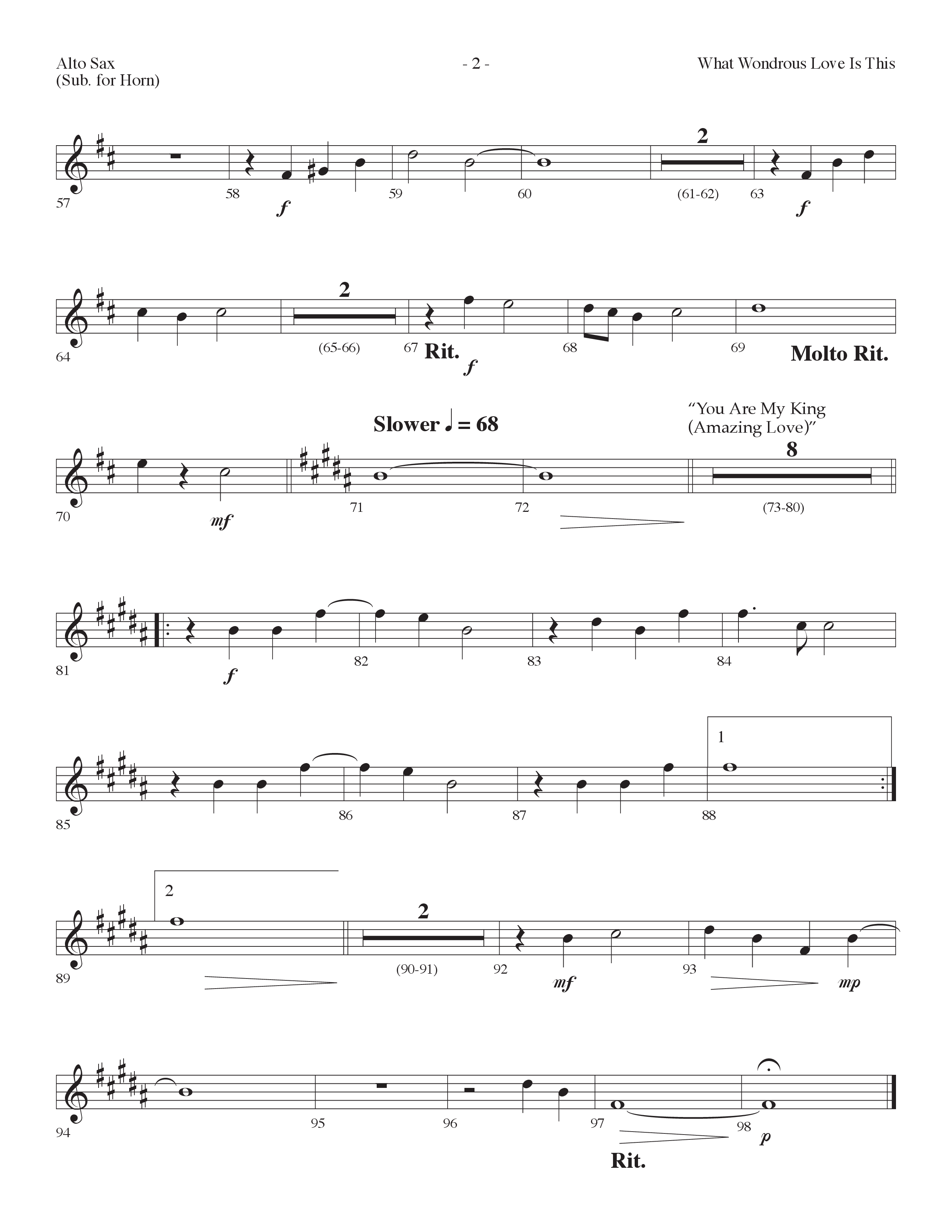 What Wondrous Love Is This (with You Are My King (Amazing Love)) (Choral Anthem SATB) Alto Sax (Lifeway Choral / Arr. Dennis Allen)