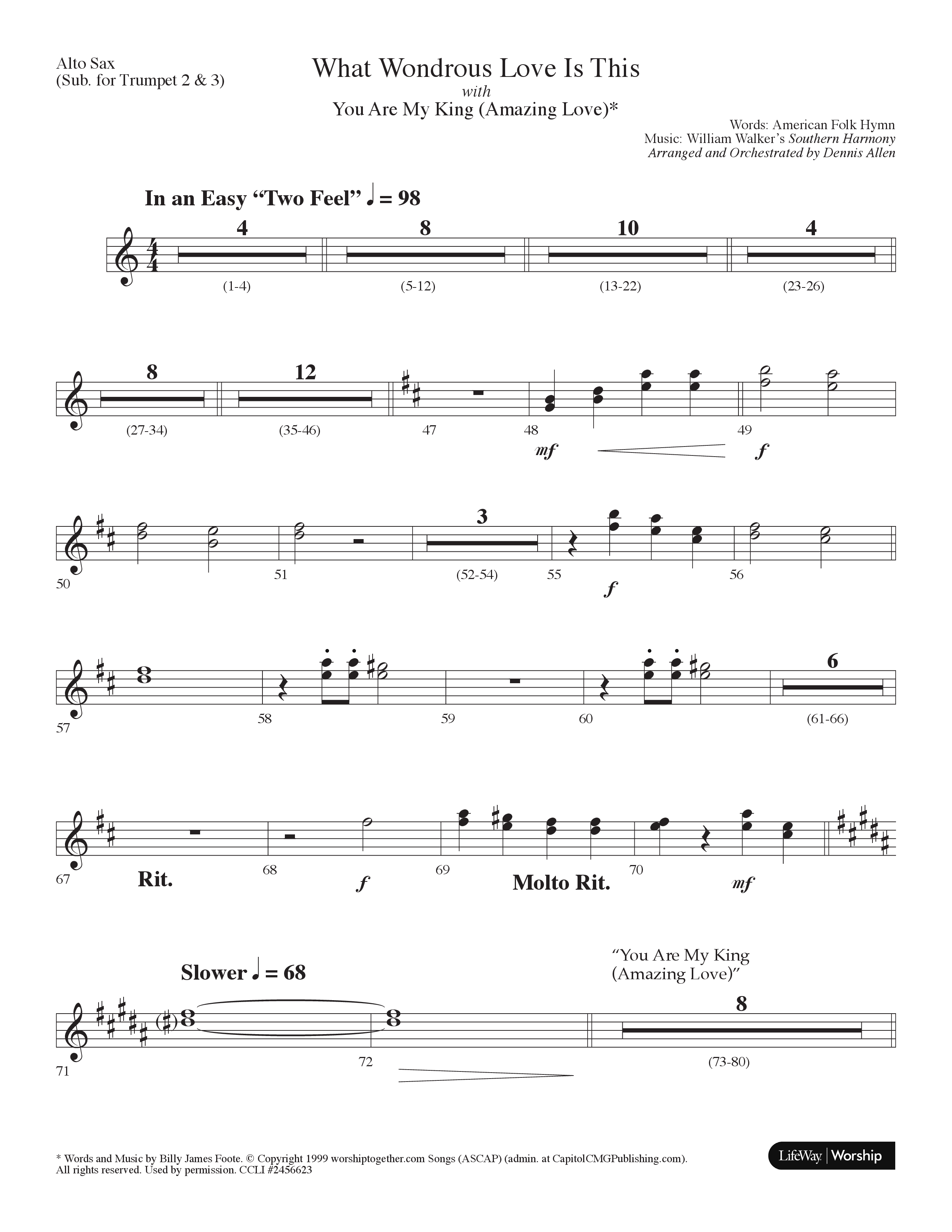 What Wondrous Love Is This (with You Are My King (Amazing Love)) (Choral Anthem SATB) Alto Sax (Lifeway Choral / Arr. Dennis Allen)