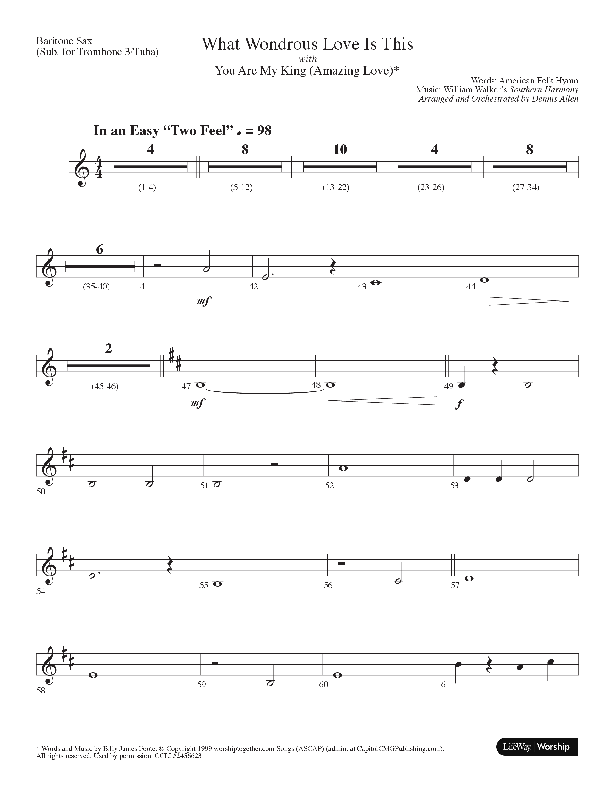 What Wondrous Love Is This (with You Are My King (Amazing Love)) (Choral Anthem SATB) Bari Sax (Lifeway Choral / Arr. Dennis Allen)