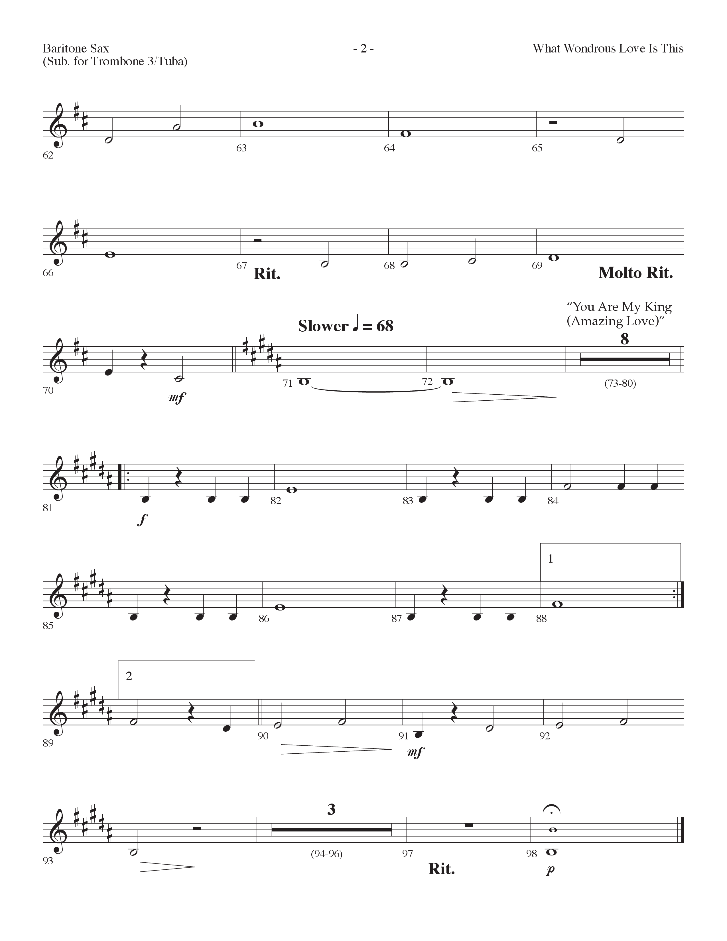 What Wondrous Love Is This (with You Are My King (Amazing Love)) (Choral Anthem SATB) Bari Sax (Lifeway Choral / Arr. Dennis Allen)