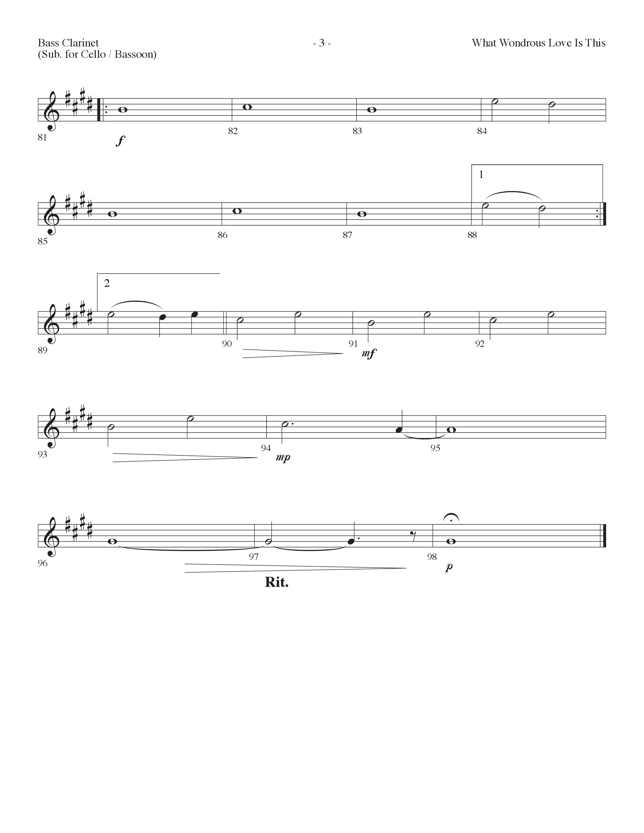 What Wondrous Love Is This (with You Are My King (Amazing Love)) (Choral Anthem SATB) Bass Clarinet (Lifeway Choral / Arr. Dennis Allen)