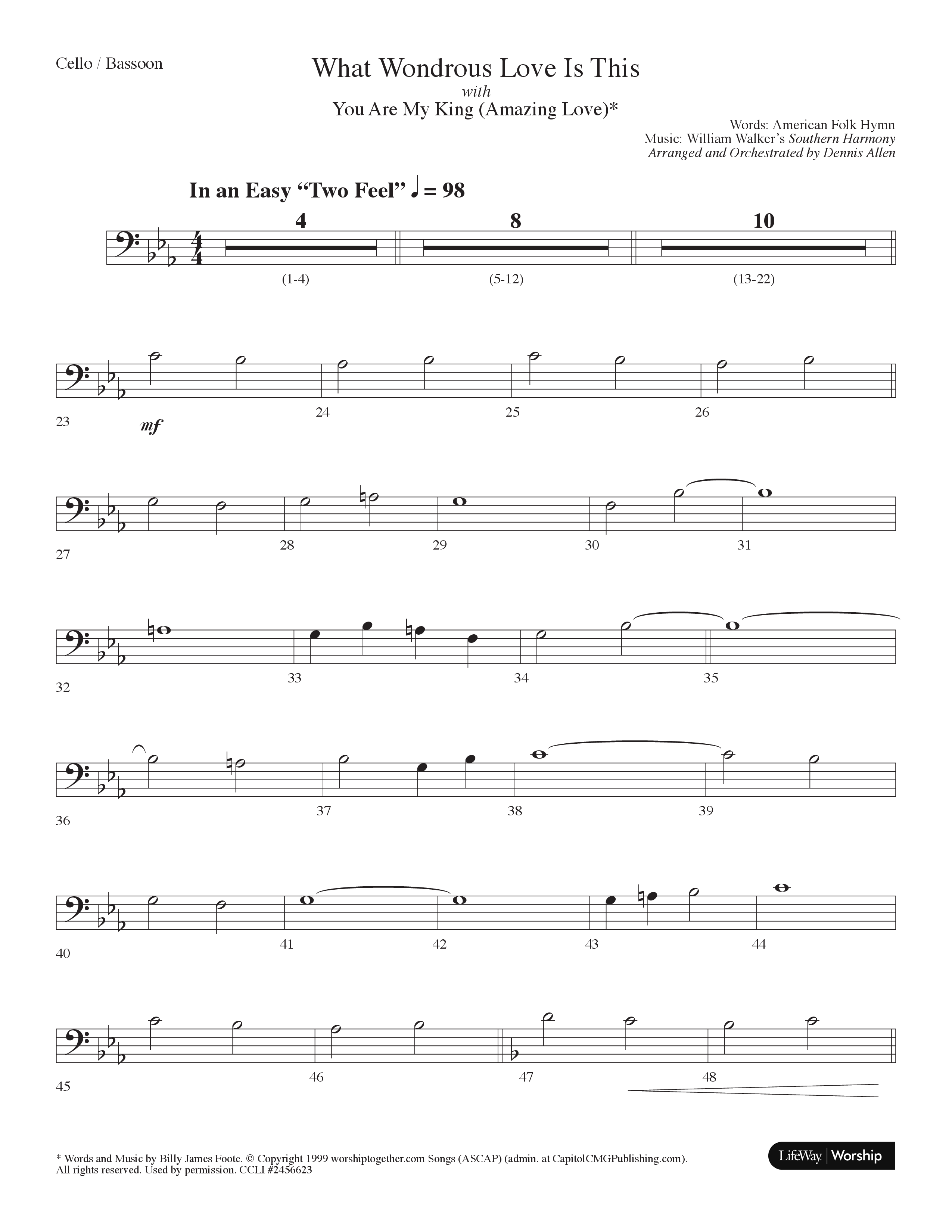 What Wondrous Love Is This (with You Are My King (Amazing Love)) (Choral Anthem SATB) Cello (Lifeway Choral / Arr. Dennis Allen)
