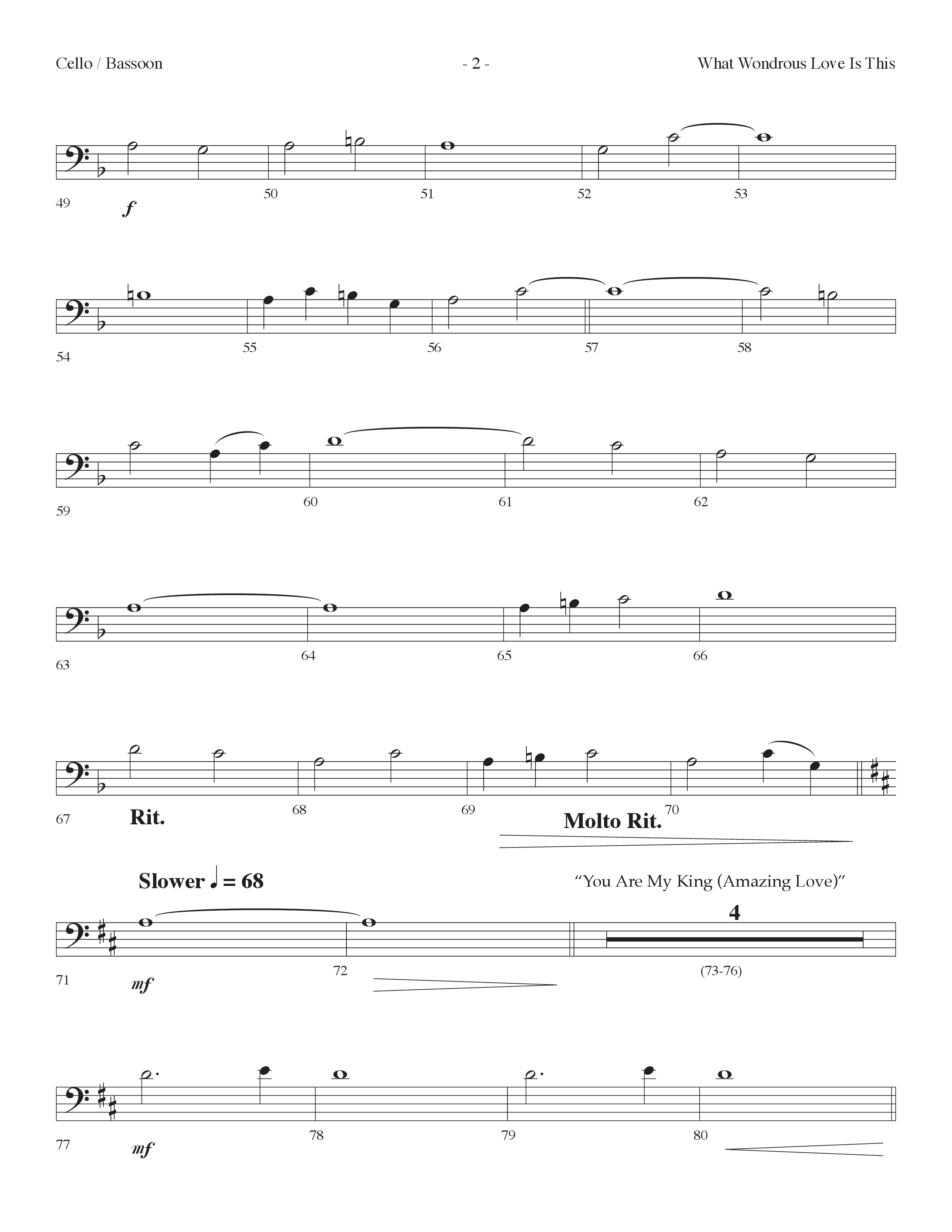 What Wondrous Love Is This (with You Are My King (Amazing Love)) (Choral Anthem SATB) Cello (Lifeway Choral / Arr. Dennis Allen)