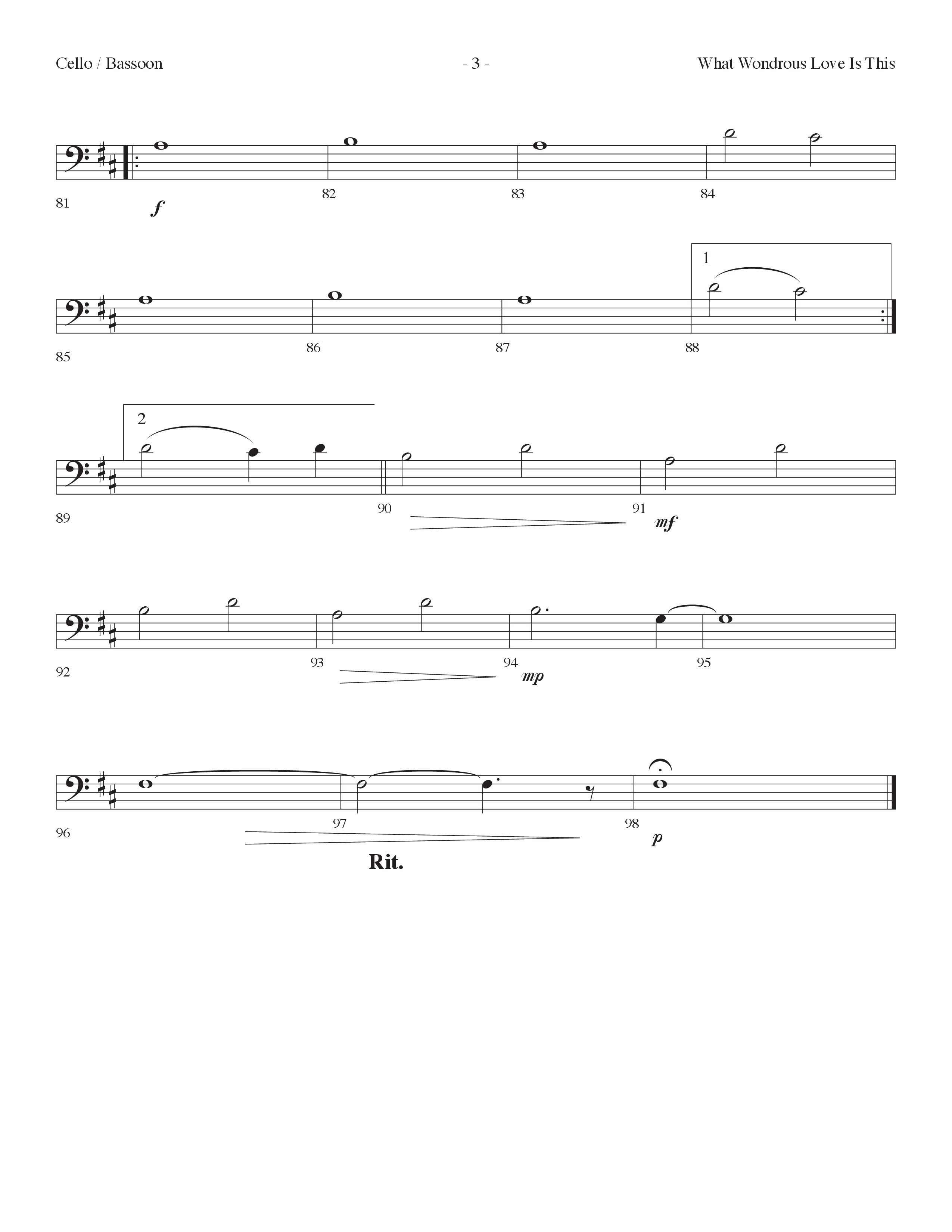 What Wondrous Love Is This (with You Are My King (Amazing Love)) (Choral Anthem SATB) Cello (Lifeway Choral / Arr. Dennis Allen)