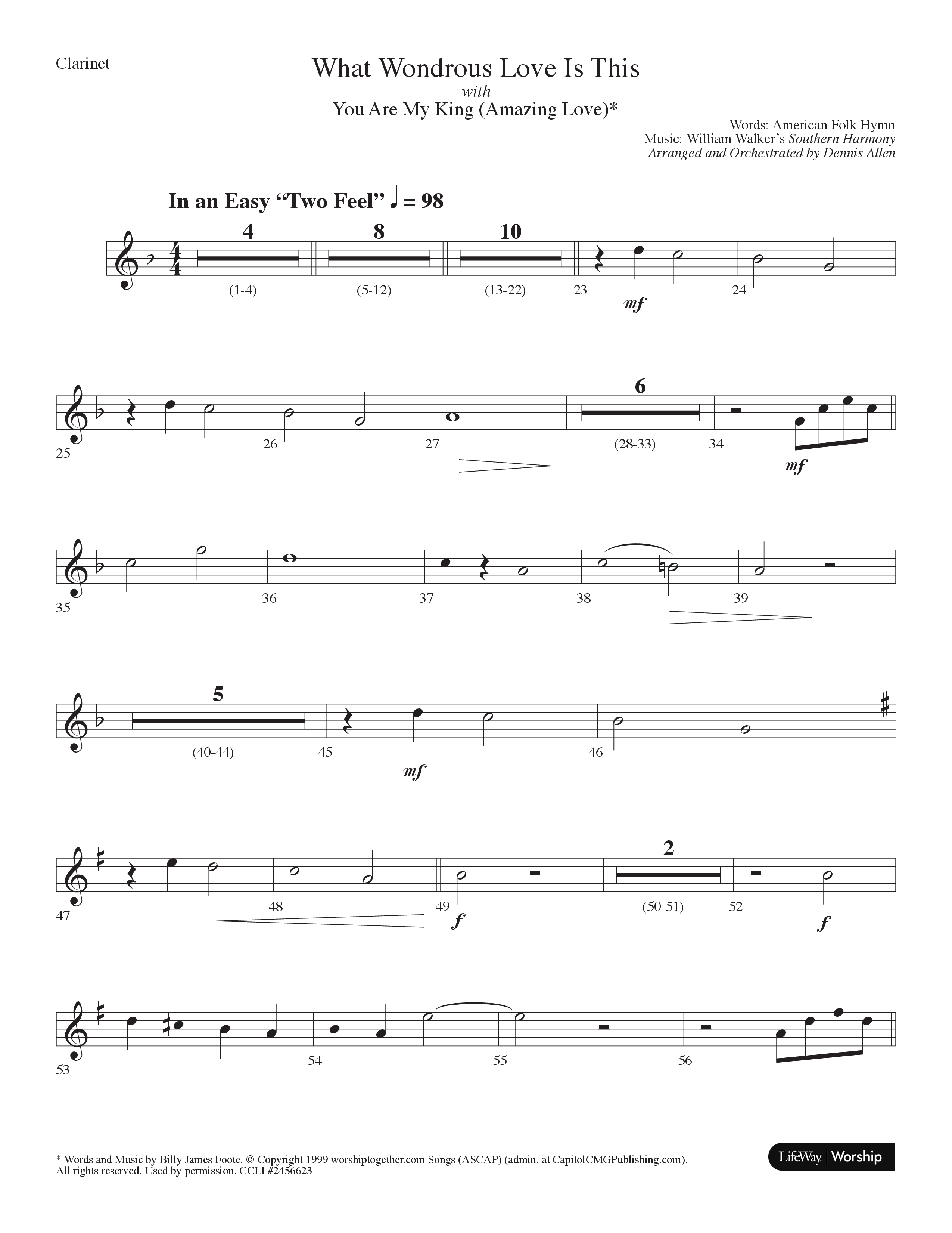 What Wondrous Love Is This (with You Are My King (Amazing Love)) (Choral Anthem SATB) Clarinet (Lifeway Choral / Arr. Dennis Allen)
