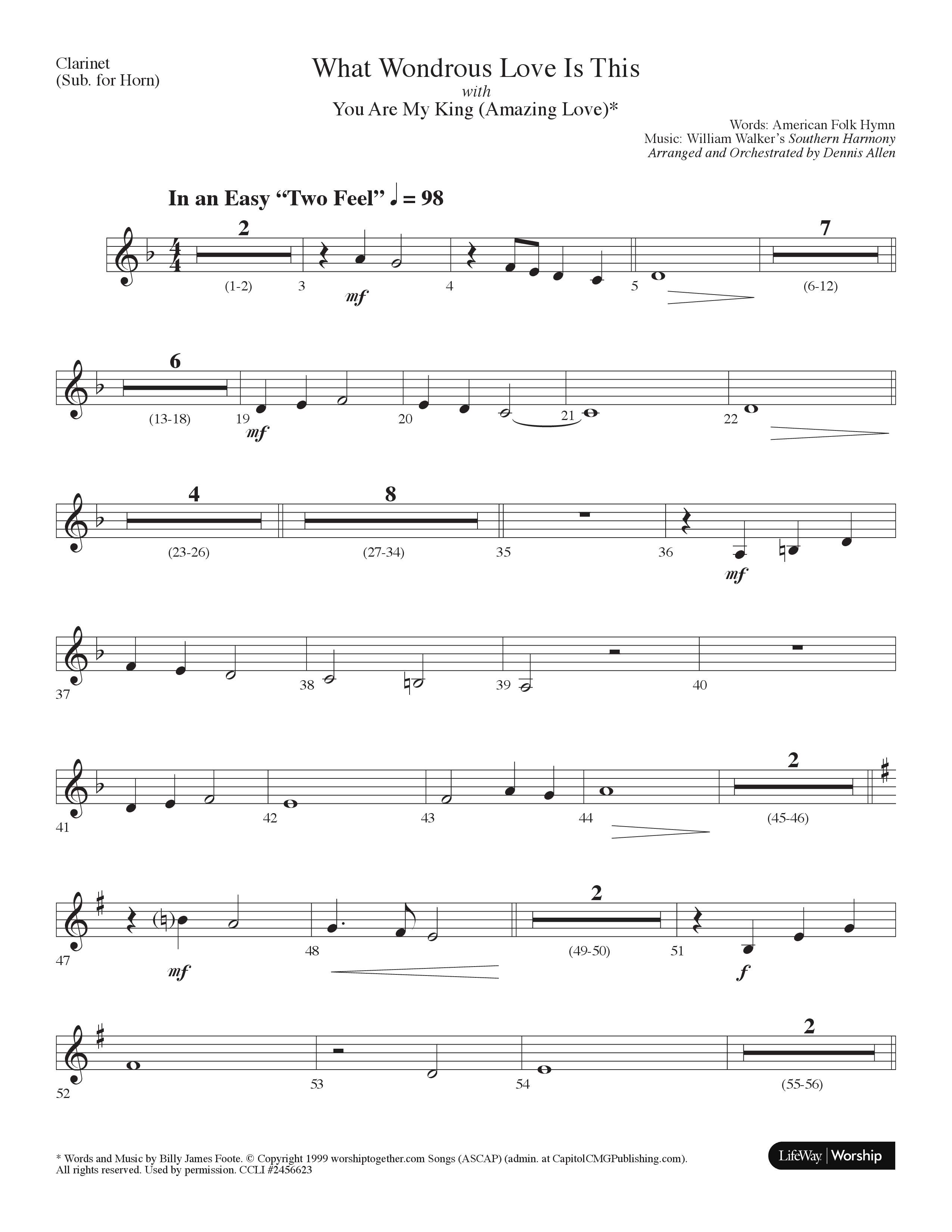 What Wondrous Love Is This (with You Are My King (Amazing Love)) (Choral Anthem SATB) Clarinet (Lifeway Choral / Arr. Dennis Allen)