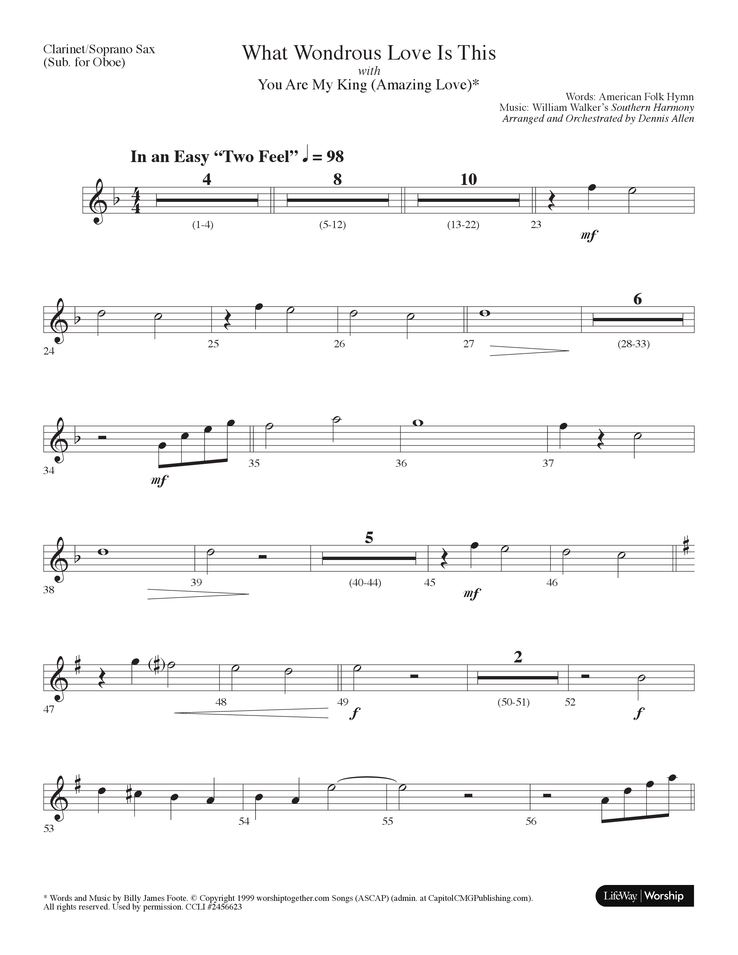 What Wondrous Love Is This (with You Are My King (Amazing Love)) (Choral Anthem SATB) Clarinet/Soprano Sax (Lifeway Choral / Arr. Dennis Allen)