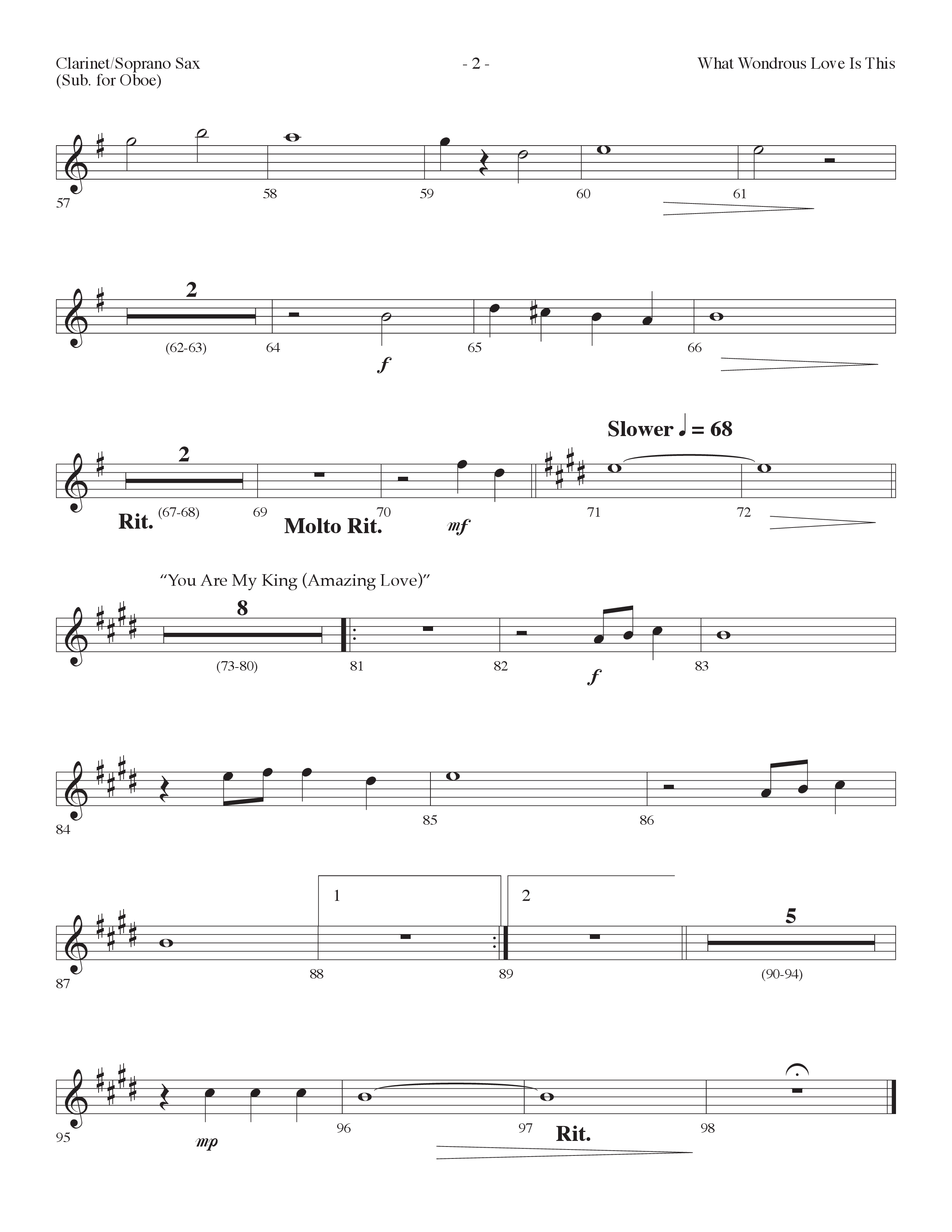 What Wondrous Love Is This (with You Are My King (Amazing Love)) (Choral Anthem SATB) Clarinet/Soprano Sax (Lifeway Choral / Arr. Dennis Allen)