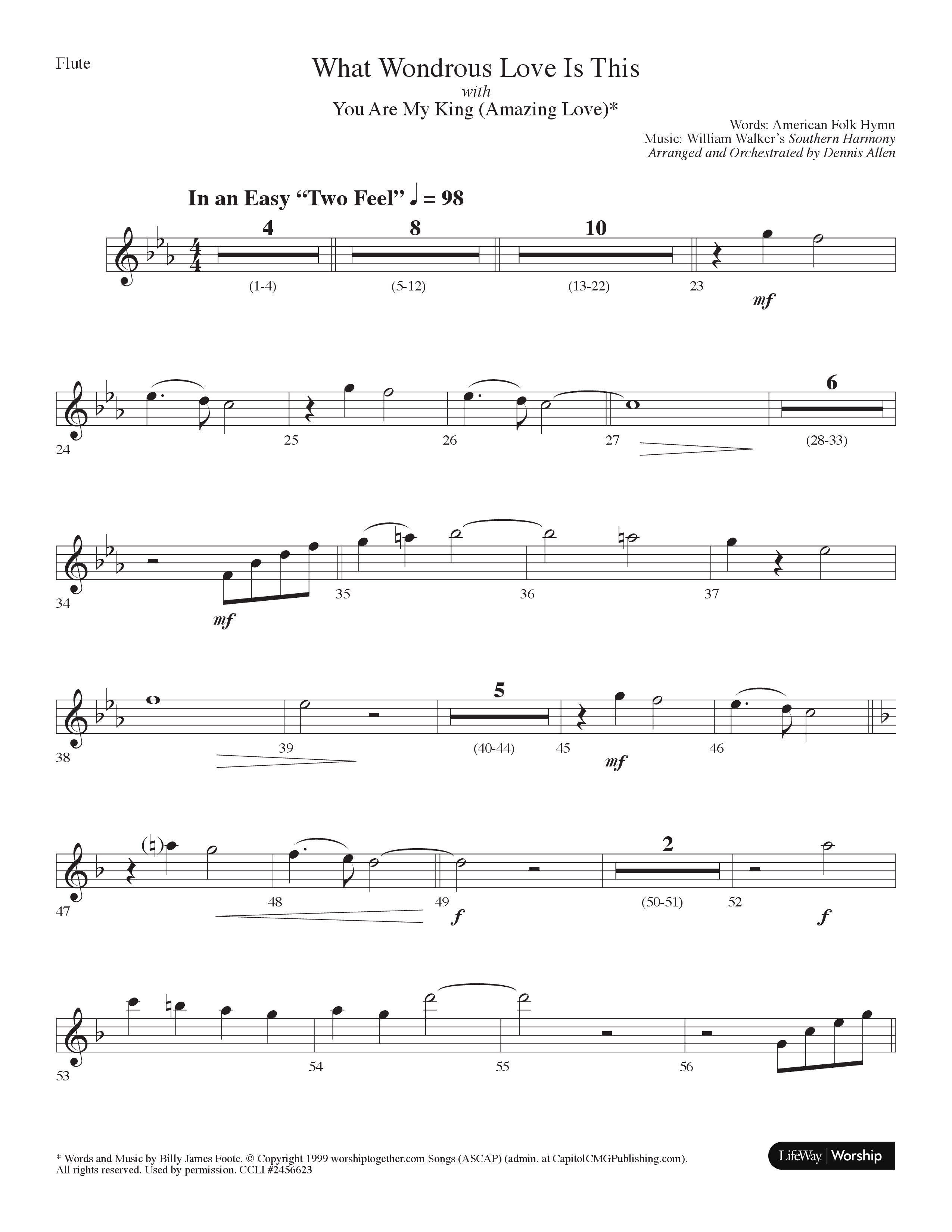What Wondrous Love Is This (with You Are My King (Amazing Love)) (Choral Anthem SATB) Flute (Lifeway Choral / Arr. Dennis Allen)