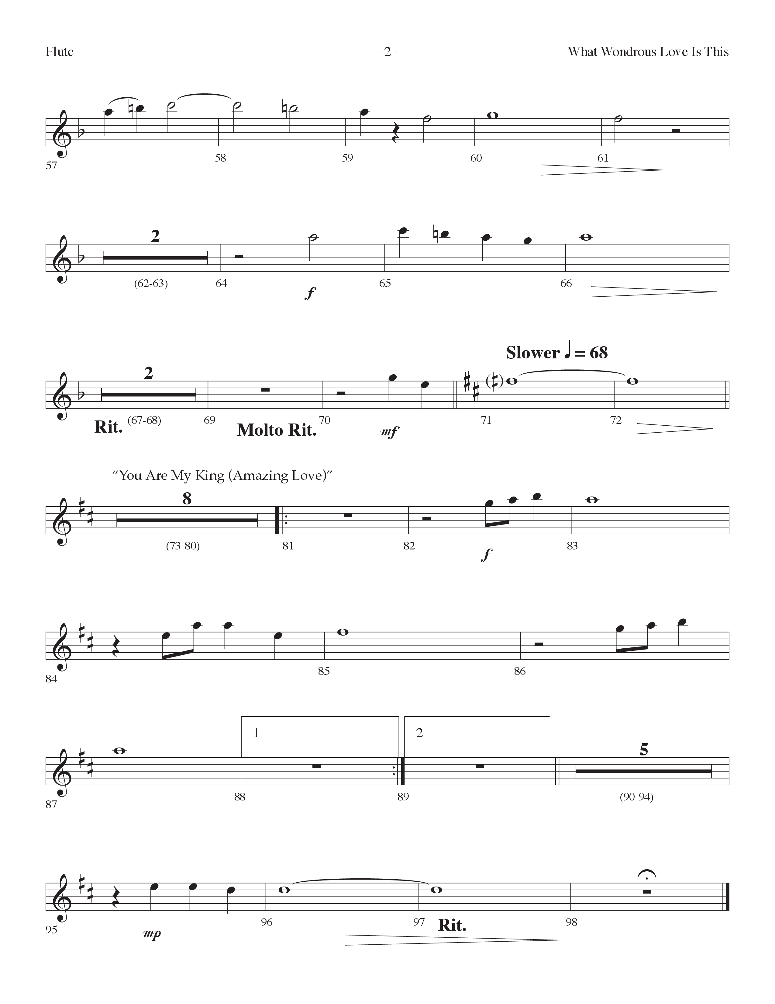 What Wondrous Love Is This (with You Are My King (Amazing Love)) (Choral Anthem SATB) Flute (Lifeway Choral / Arr. Dennis Allen)