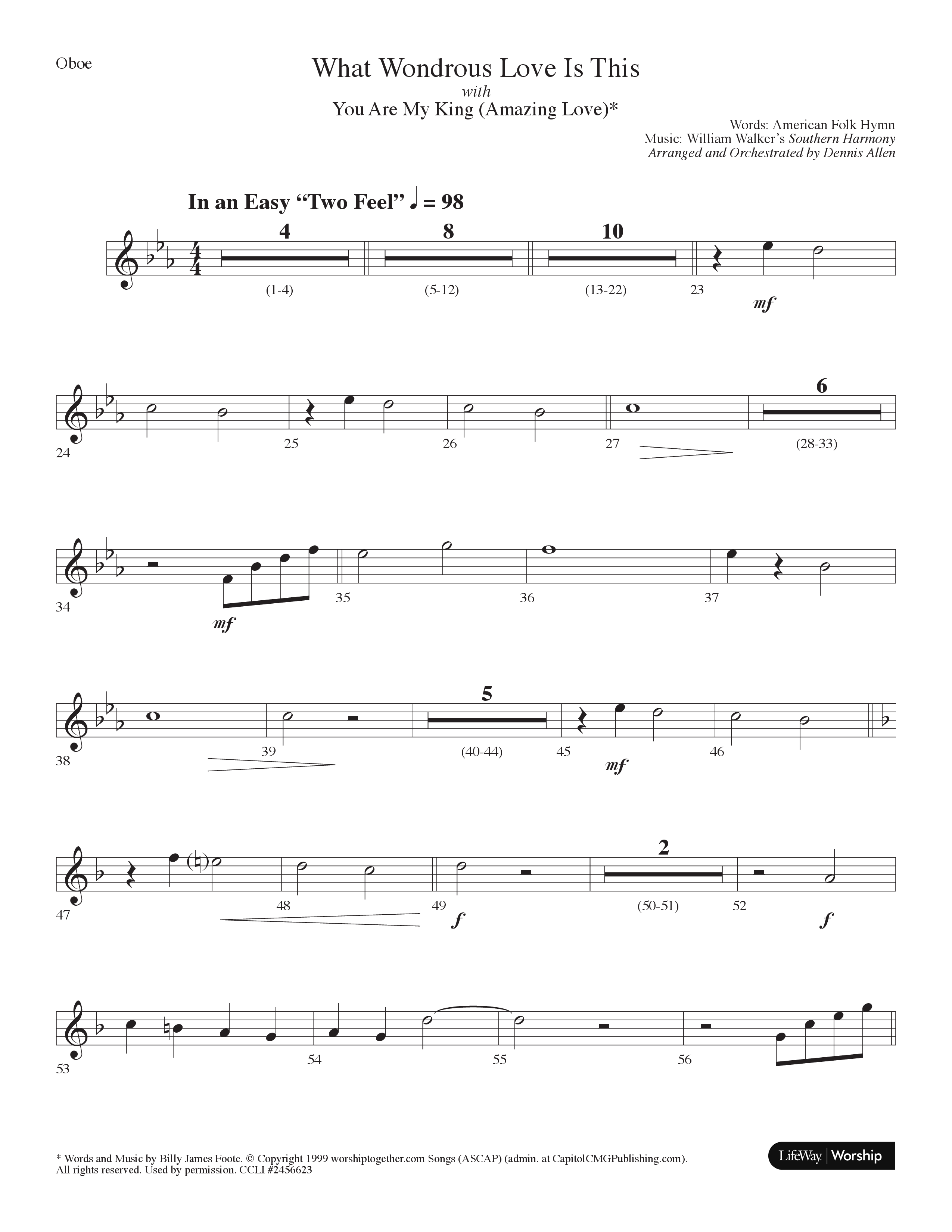 What Wondrous Love Is This (with You Are My King (Amazing Love)) (Choral Anthem SATB) Oboe (Lifeway Choral / Arr. Dennis Allen)