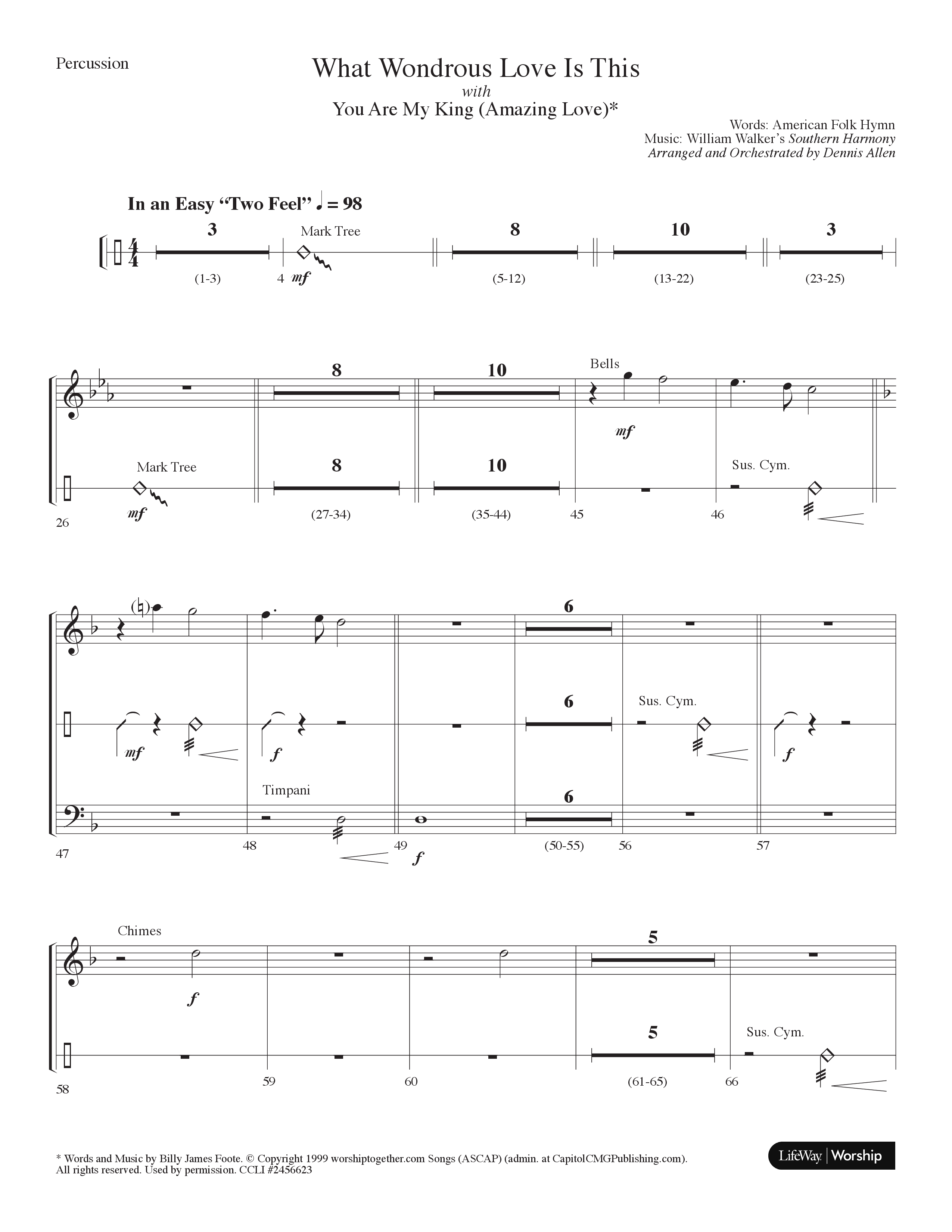 What Wondrous Love Is This (with You Are My King (Amazing Love)) (Choral Anthem SATB) Percussion (Lifeway Choral / Arr. Dennis Allen)