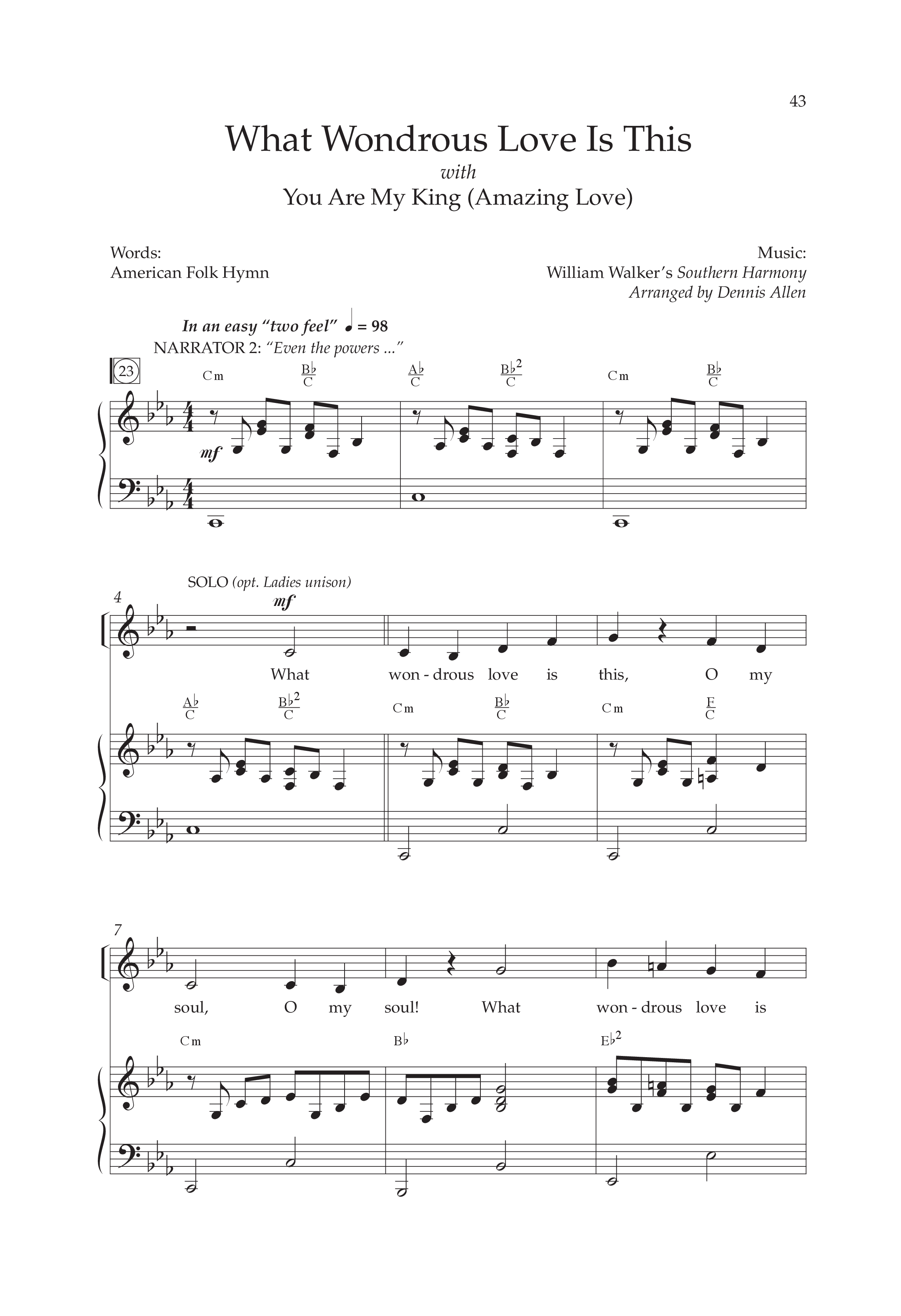 What Wondrous Love Is This (with You Are My King (Amazing Love)) (Choral Anthem SATB) Anthem (SATB/Piano) (Lifeway Choral / Arr. Dennis Allen)