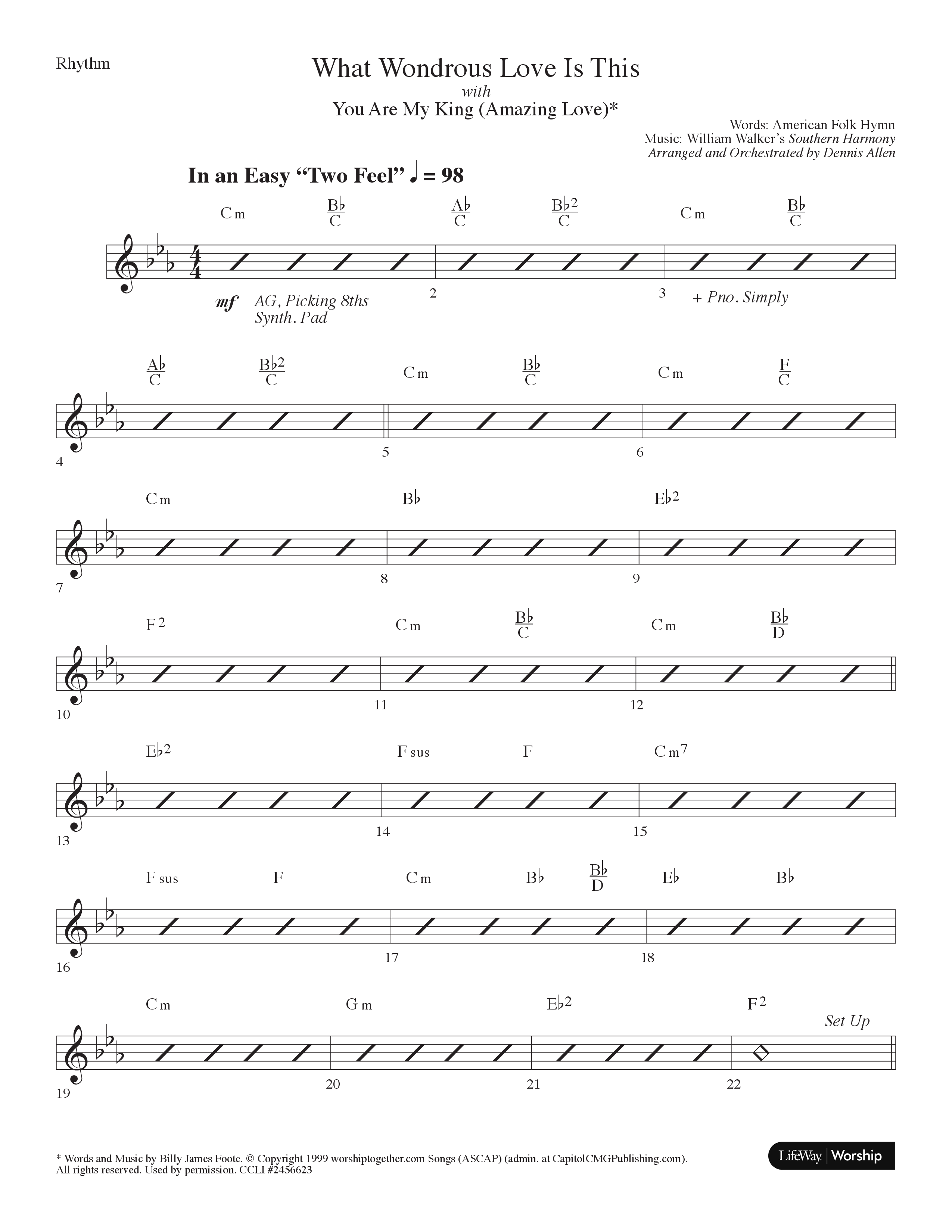 What Wondrous Love Is This (with You Are My King (Amazing Love)) (Choral Anthem SATB) Rhythm Chart (Lifeway Choral / Arr. Dennis Allen)