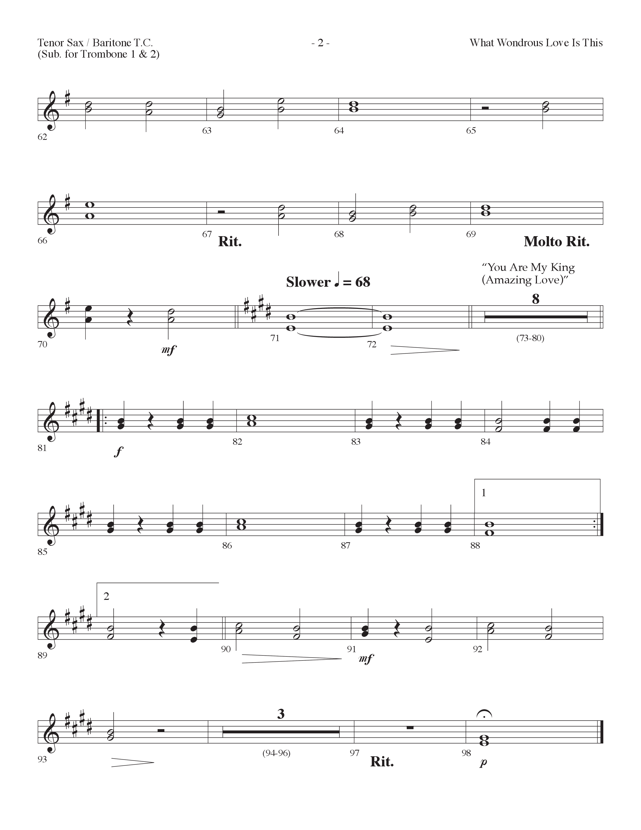 What Wondrous Love Is This (with You Are My King (Amazing Love)) (Choral Anthem SATB) Tenor Sax/Baritone T.C. (Lifeway Choral / Arr. Dennis Allen)