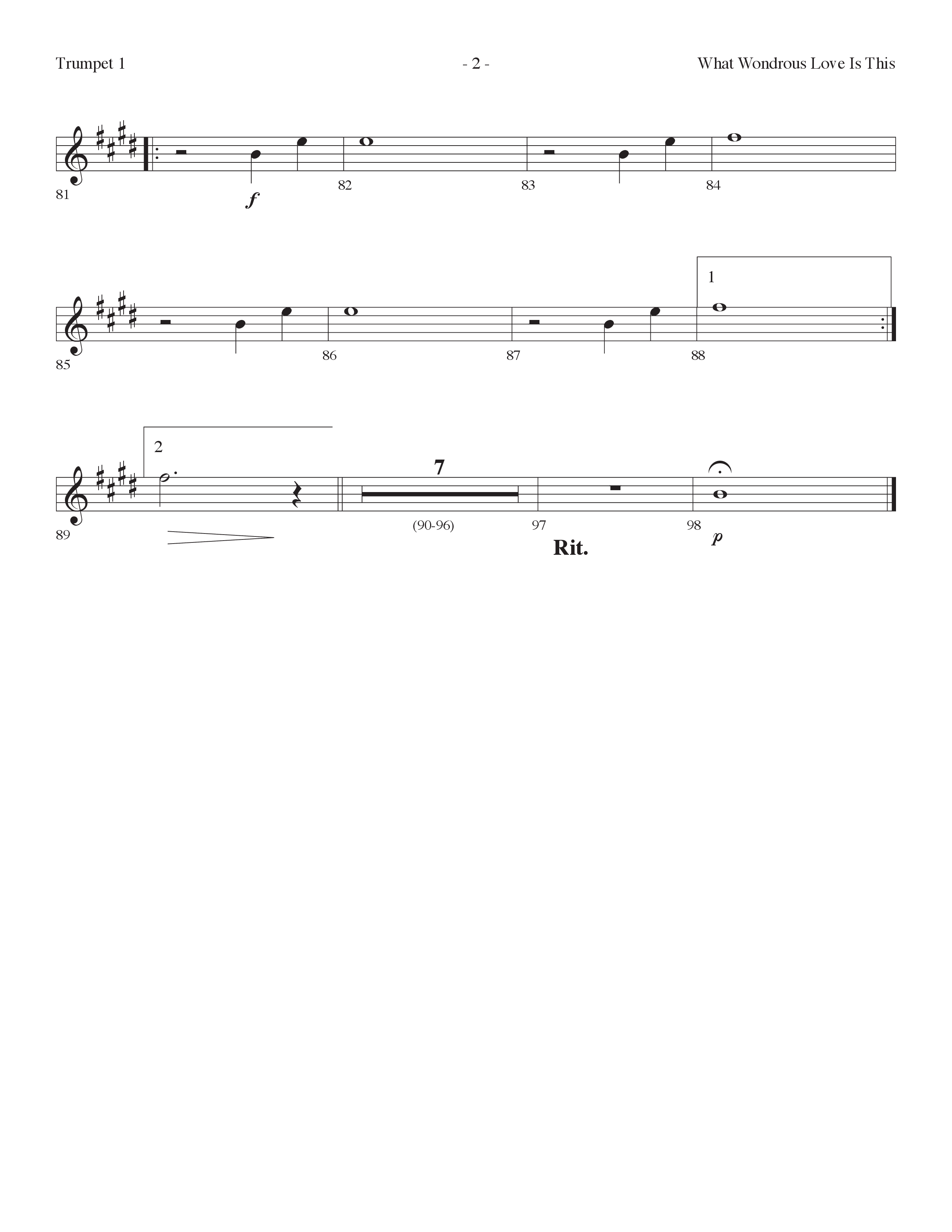 What Wondrous Love Is This (with You Are My King (Amazing Love)) (Choral Anthem SATB) Trumpet 1 (Lifeway Choral / Arr. Dennis Allen)