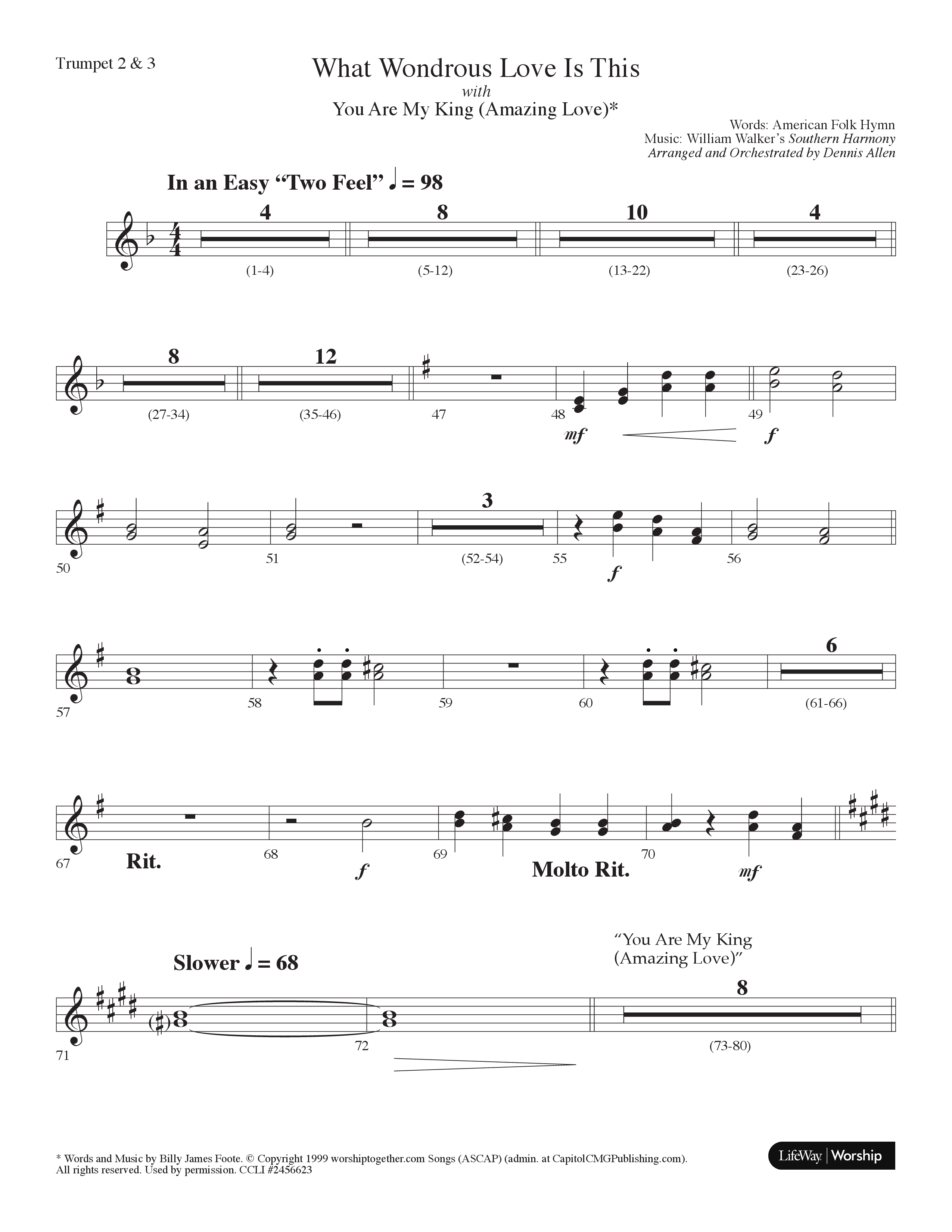 What Wondrous Love Is This (with You Are My King (Amazing Love)) (Choral Anthem SATB) Trumpet 2/3 (Lifeway Choral / Arr. Dennis Allen)
