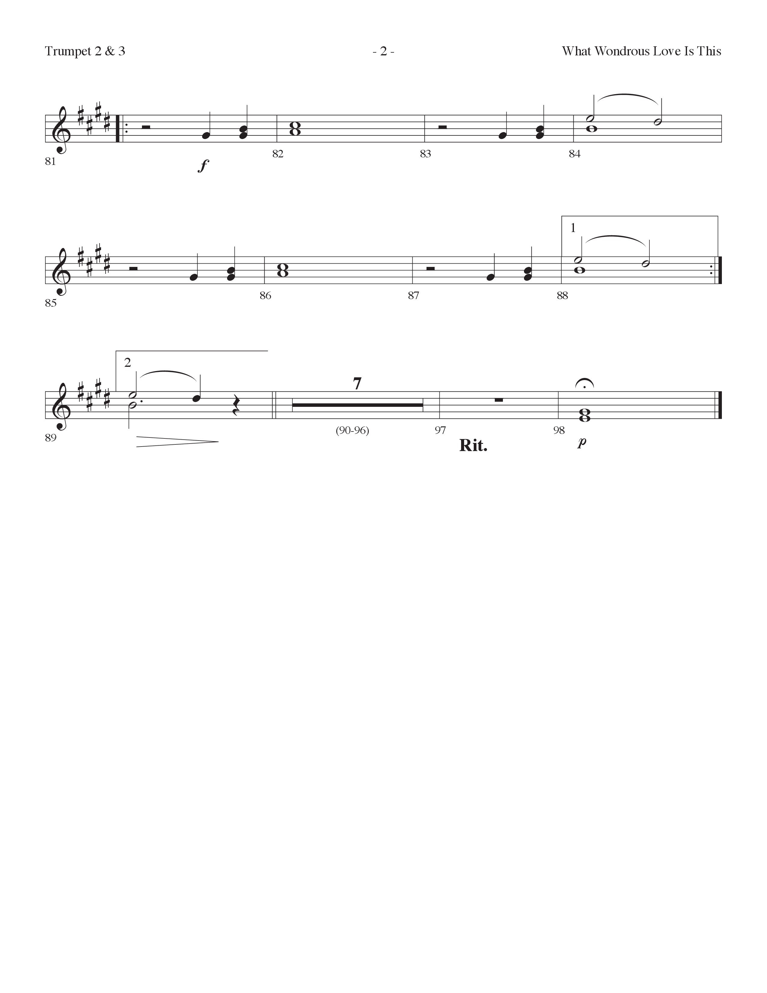 What Wondrous Love Is This (with You Are My King (Amazing Love)) (Choral Anthem SATB) Trumpet 2/3 (Lifeway Choral / Arr. Dennis Allen)