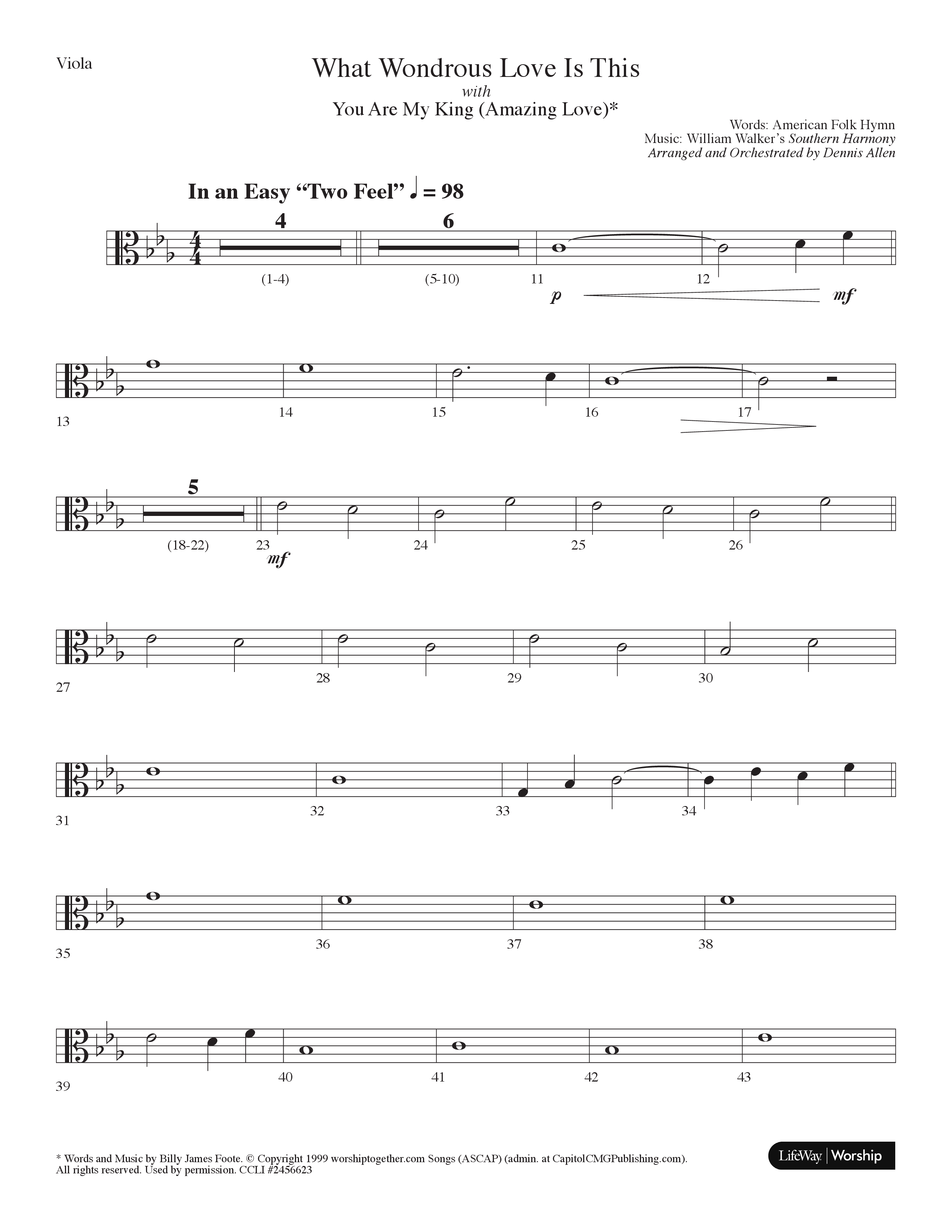 What Wondrous Love Is This (with You Are My King (Amazing Love)) (Choral Anthem SATB) Viola (Lifeway Choral / Arr. Dennis Allen)