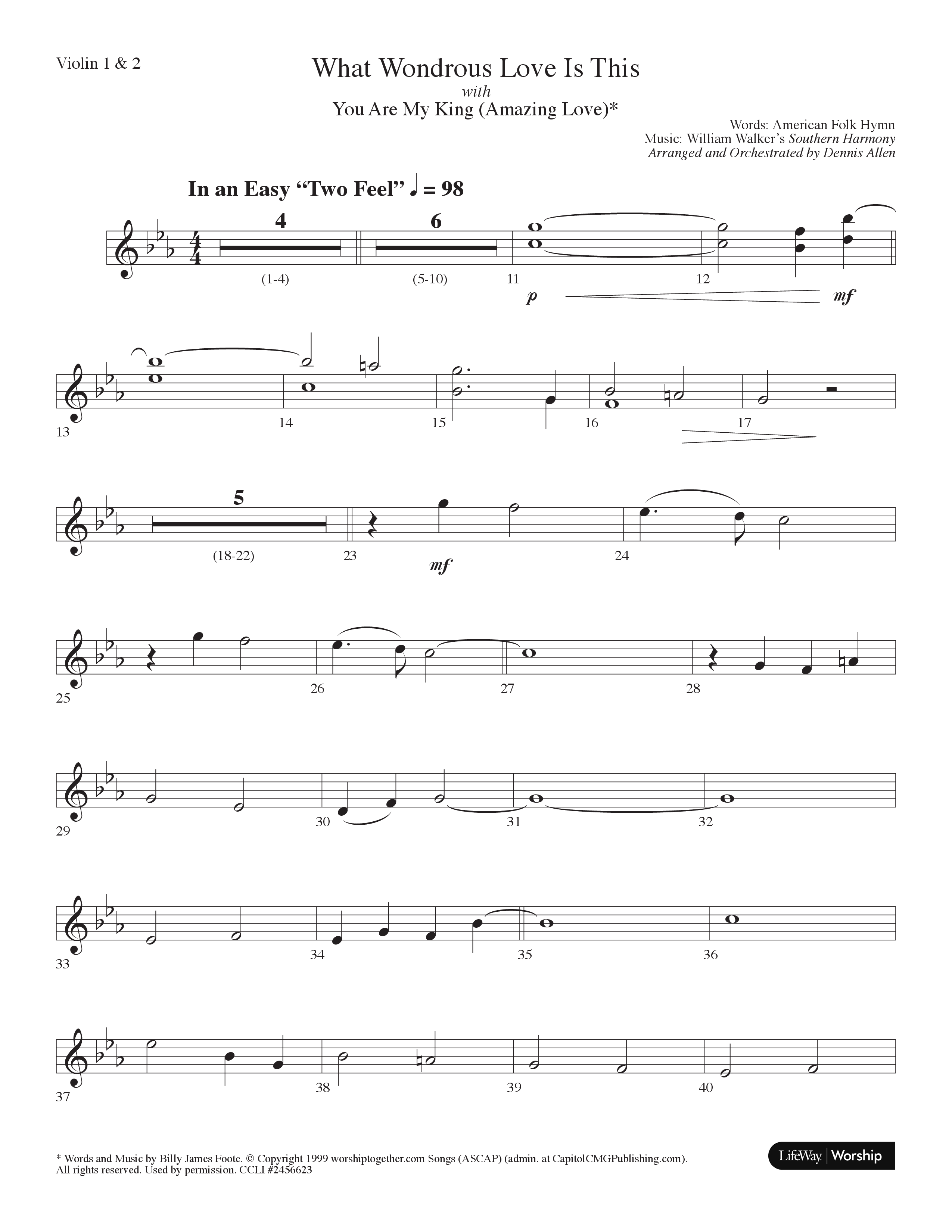 What Wondrous Love Is This (with You Are My King (Amazing Love)) (Choral Anthem SATB) Violin 1/2 (Lifeway Choral / Arr. Dennis Allen)