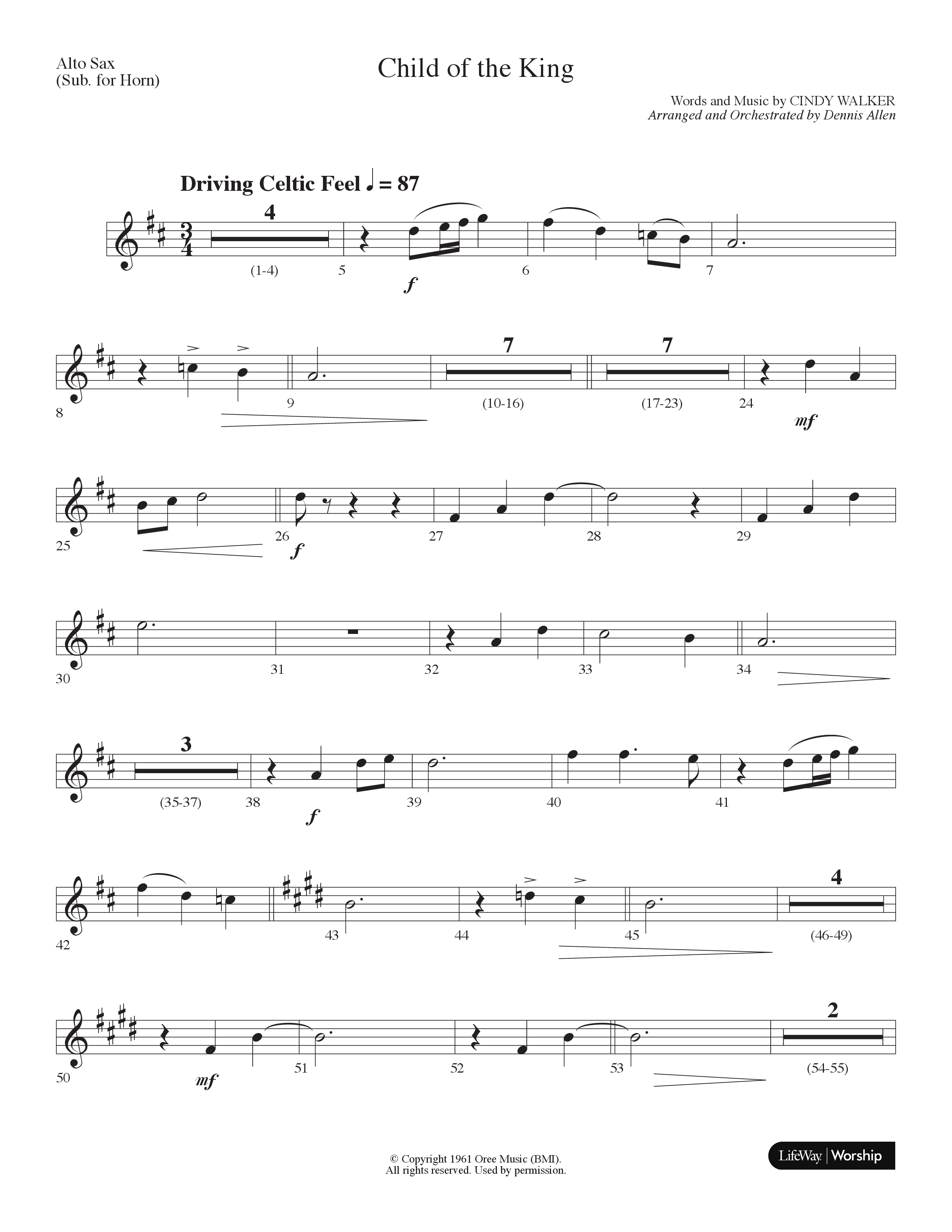 Child Of The King (Choral Anthem SATB) Alto Sax (Lifeway Choral / Arr. Dennis Allen)