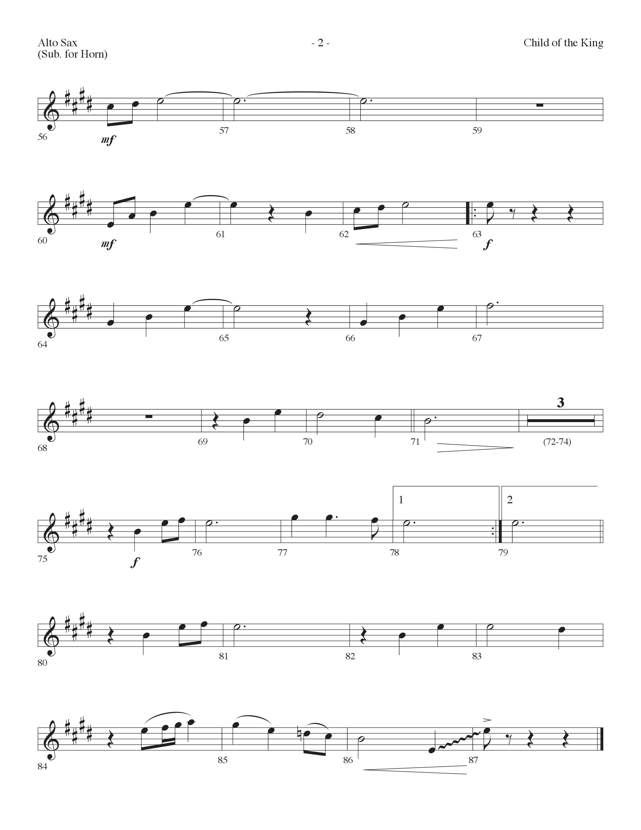 Child Of The King (Choral Anthem SATB) Alto Sax (Lifeway Choral / Arr. Dennis Allen)