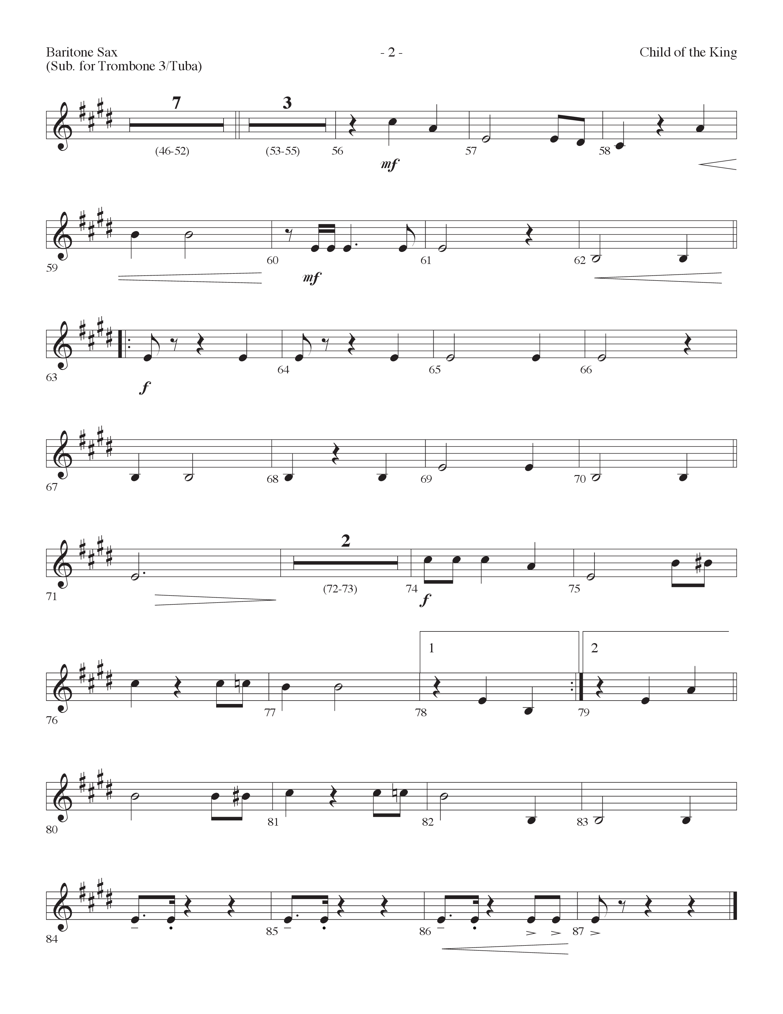 Child Of The King (Choral Anthem SATB) Bari Sax (Lifeway Choral / Arr. Dennis Allen)