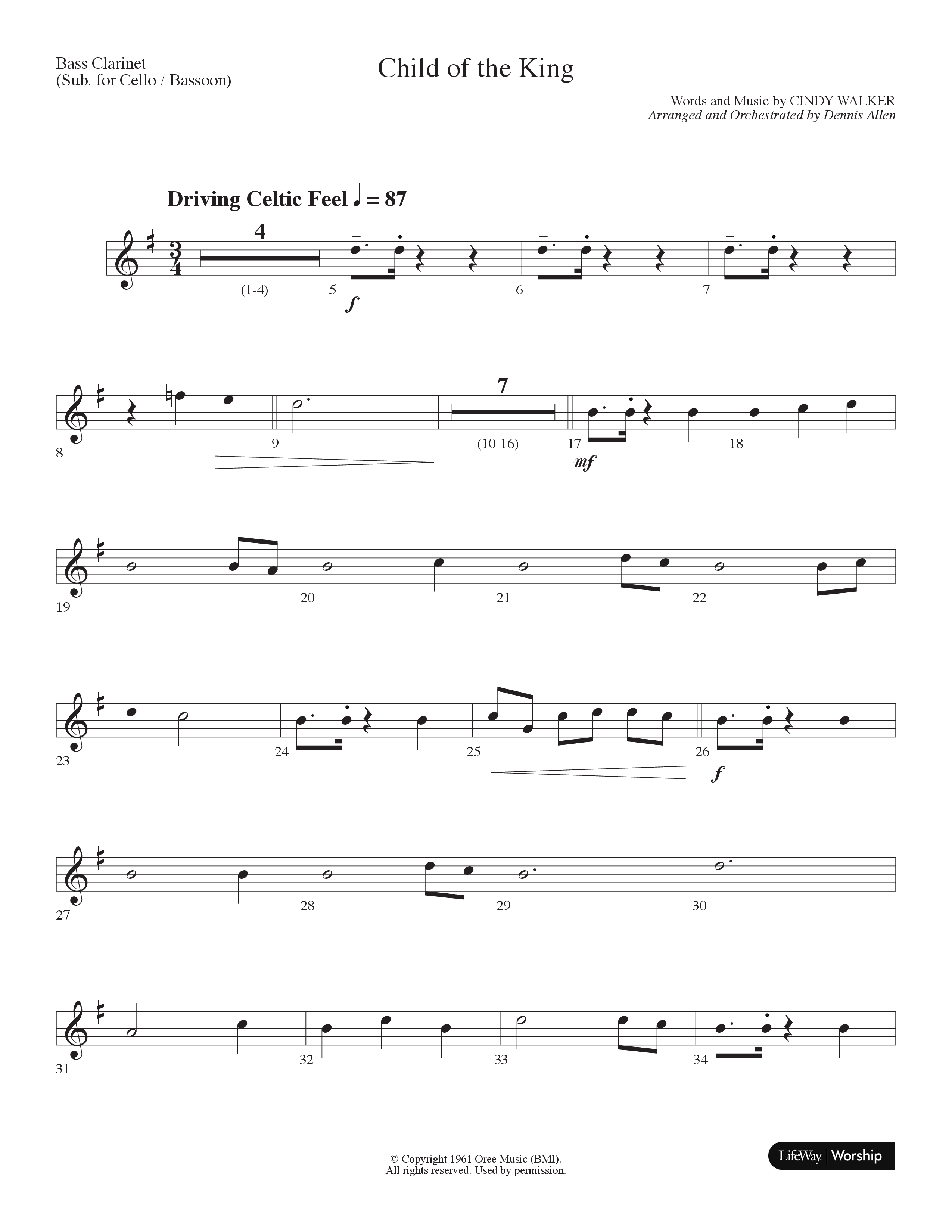 Child Of The King (Choral Anthem SATB) Bass Clarinet (Lifeway Choral / Arr. Dennis Allen)