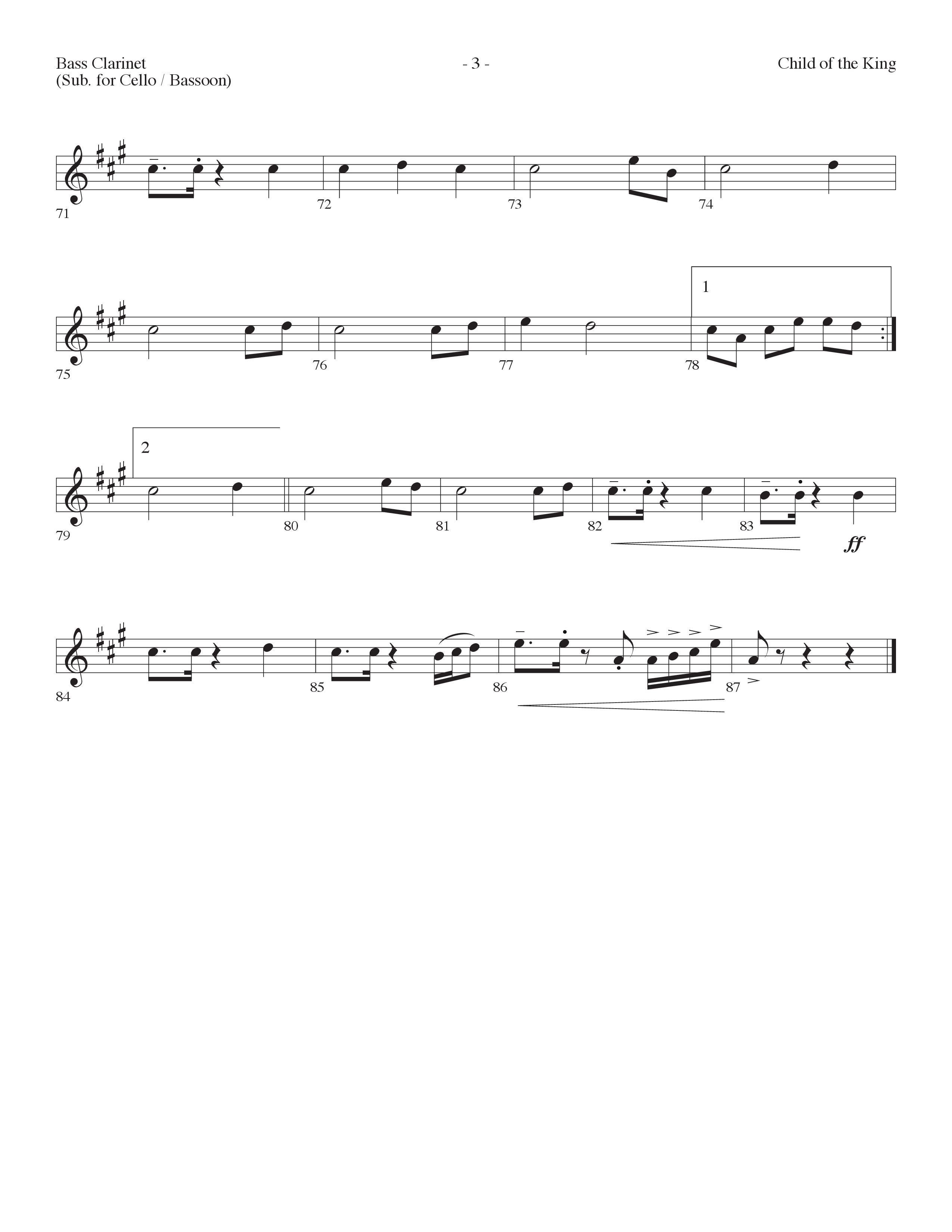 Child Of The King (Choral Anthem SATB) Bass Clarinet (Lifeway Choral / Arr. Dennis Allen)