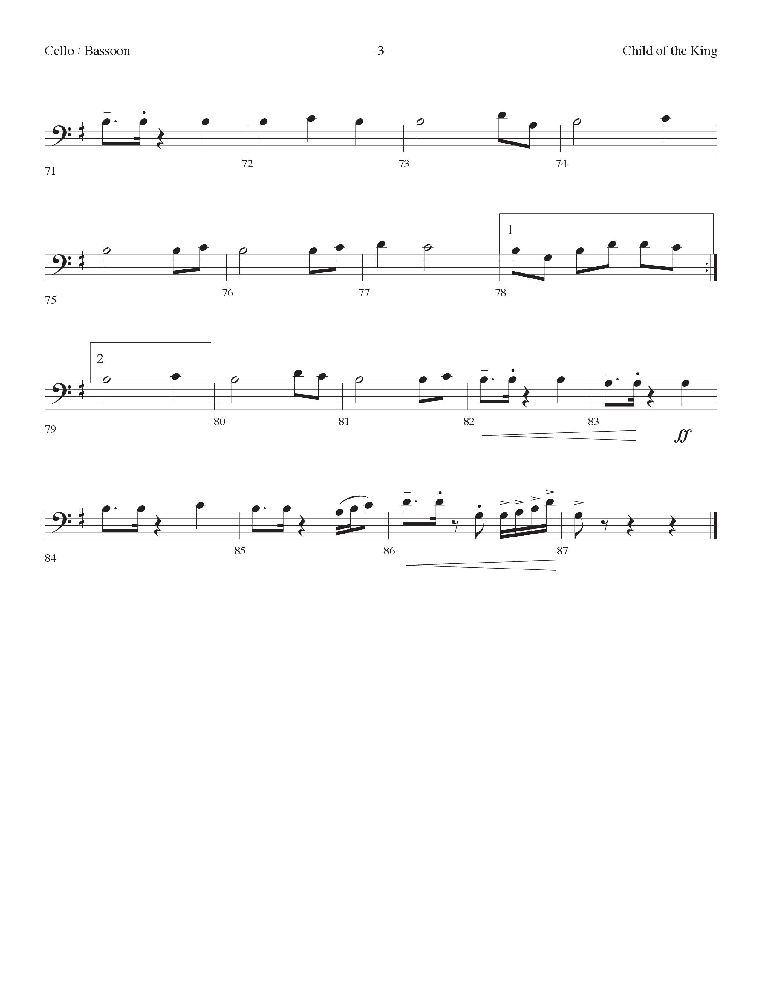 Child Of The King (Choral Anthem SATB) Cello (Lifeway Choral / Arr. Dennis Allen)