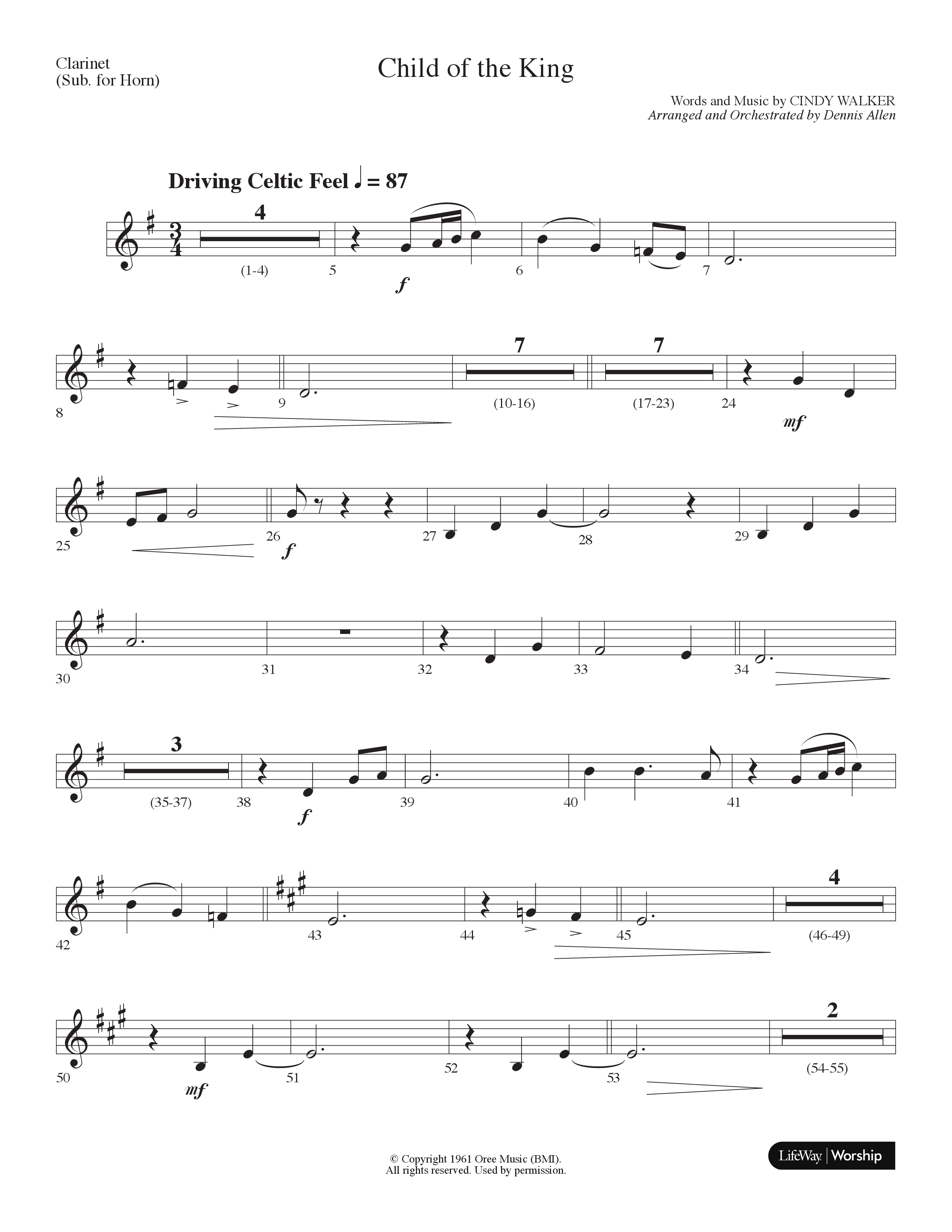 Child Of The King (Choral Anthem SATB) Clarinet (Lifeway Choral / Arr. Dennis Allen)