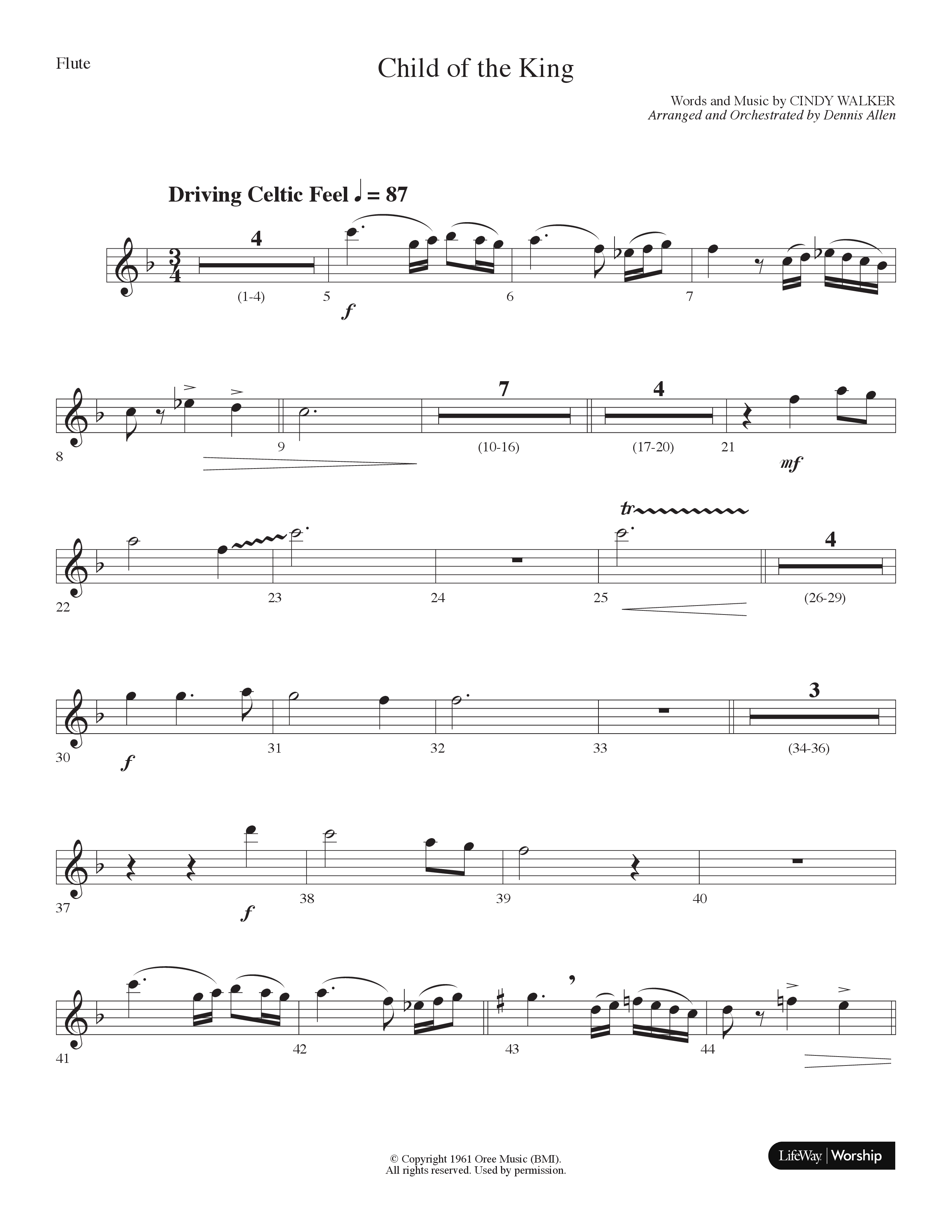 Child Of The King (Choral Anthem SATB) Flute (Lifeway Choral / Arr. Dennis Allen)