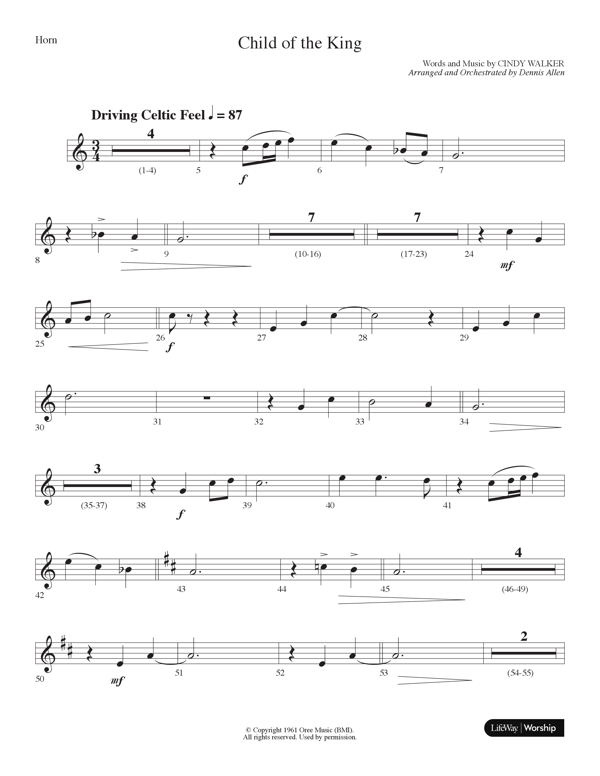 Child Of The King (Choral Anthem SATB) French Horn (Lifeway Choral / Arr. Dennis Allen)