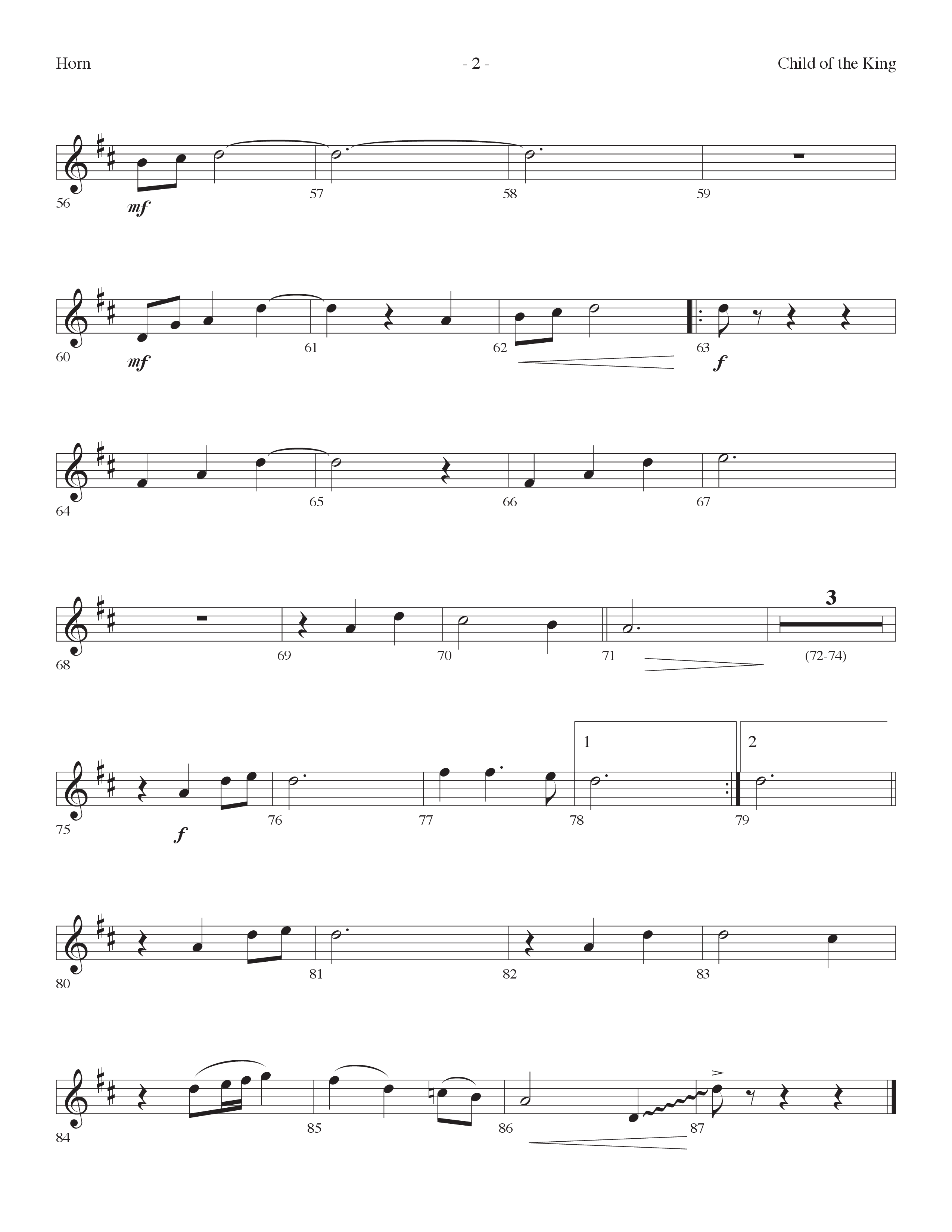 Child Of The King (Choral Anthem SATB) French Horn (Lifeway Choral / Arr. Dennis Allen)
