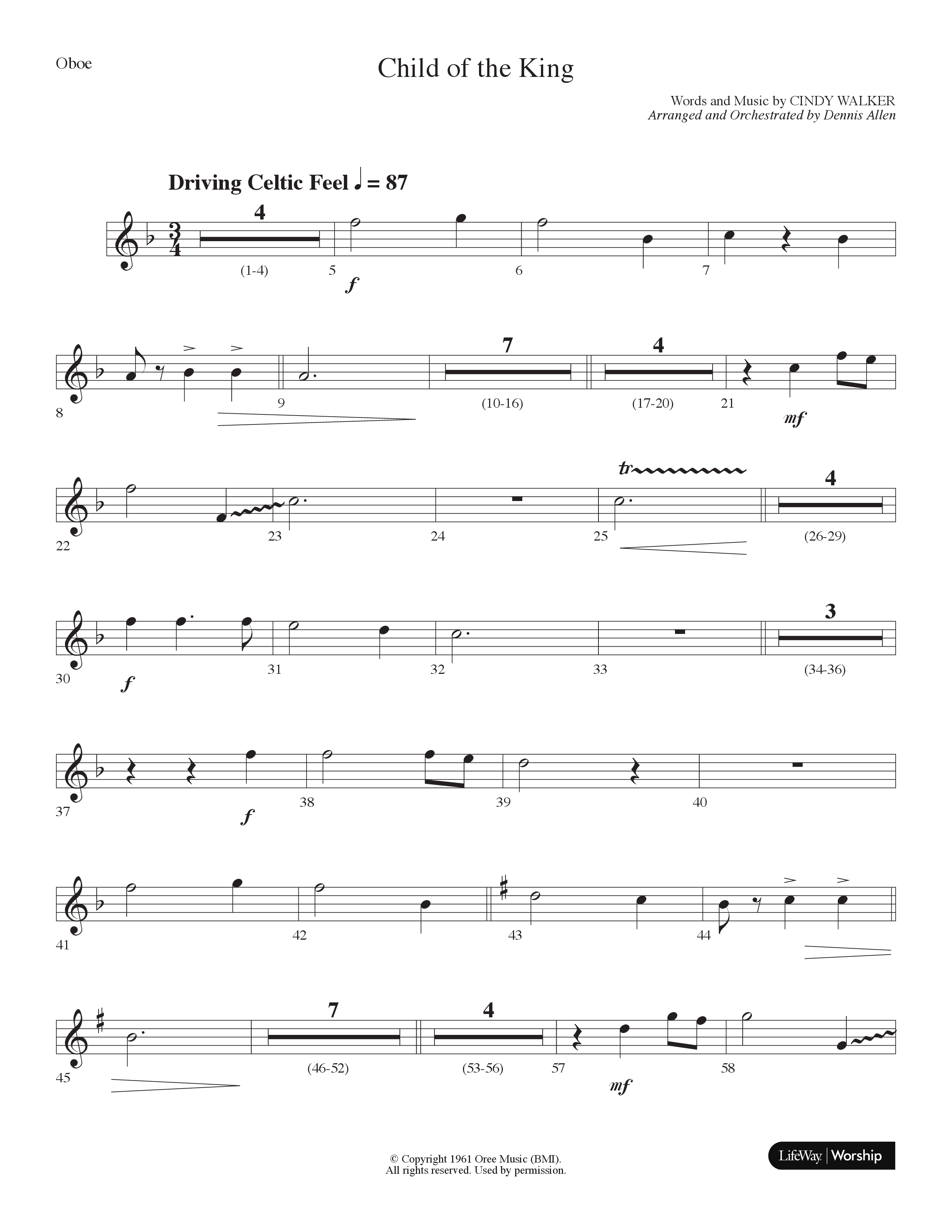 Child Of The King (Choral Anthem SATB) Oboe (Lifeway Choral / Arr. Dennis Allen)