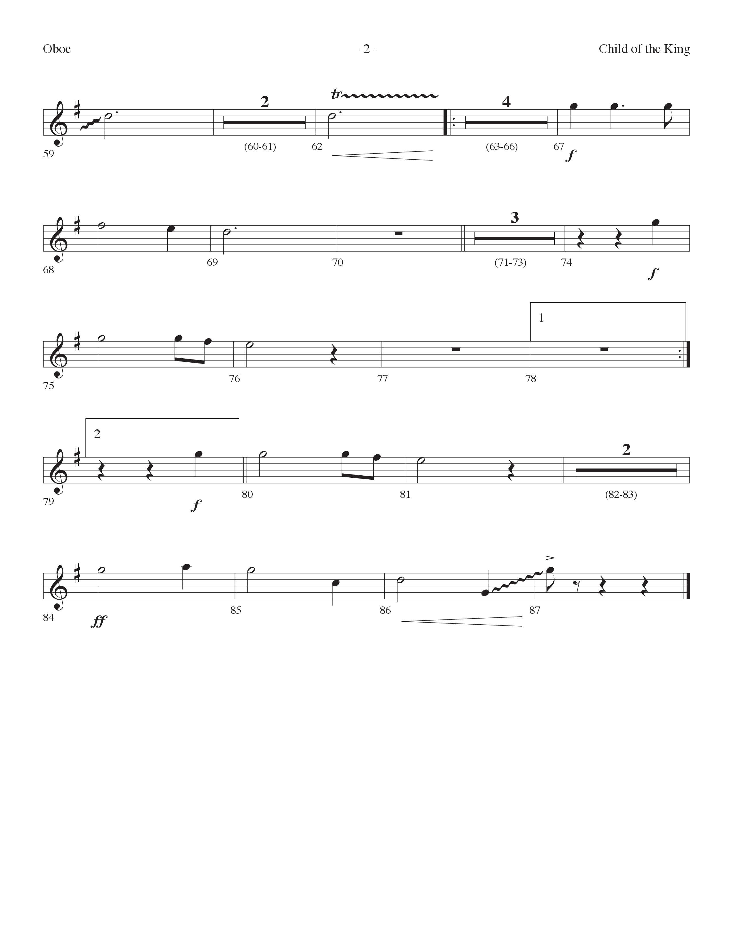 Child Of The King (Choral Anthem SATB) Oboe (Lifeway Choral / Arr. Dennis Allen)