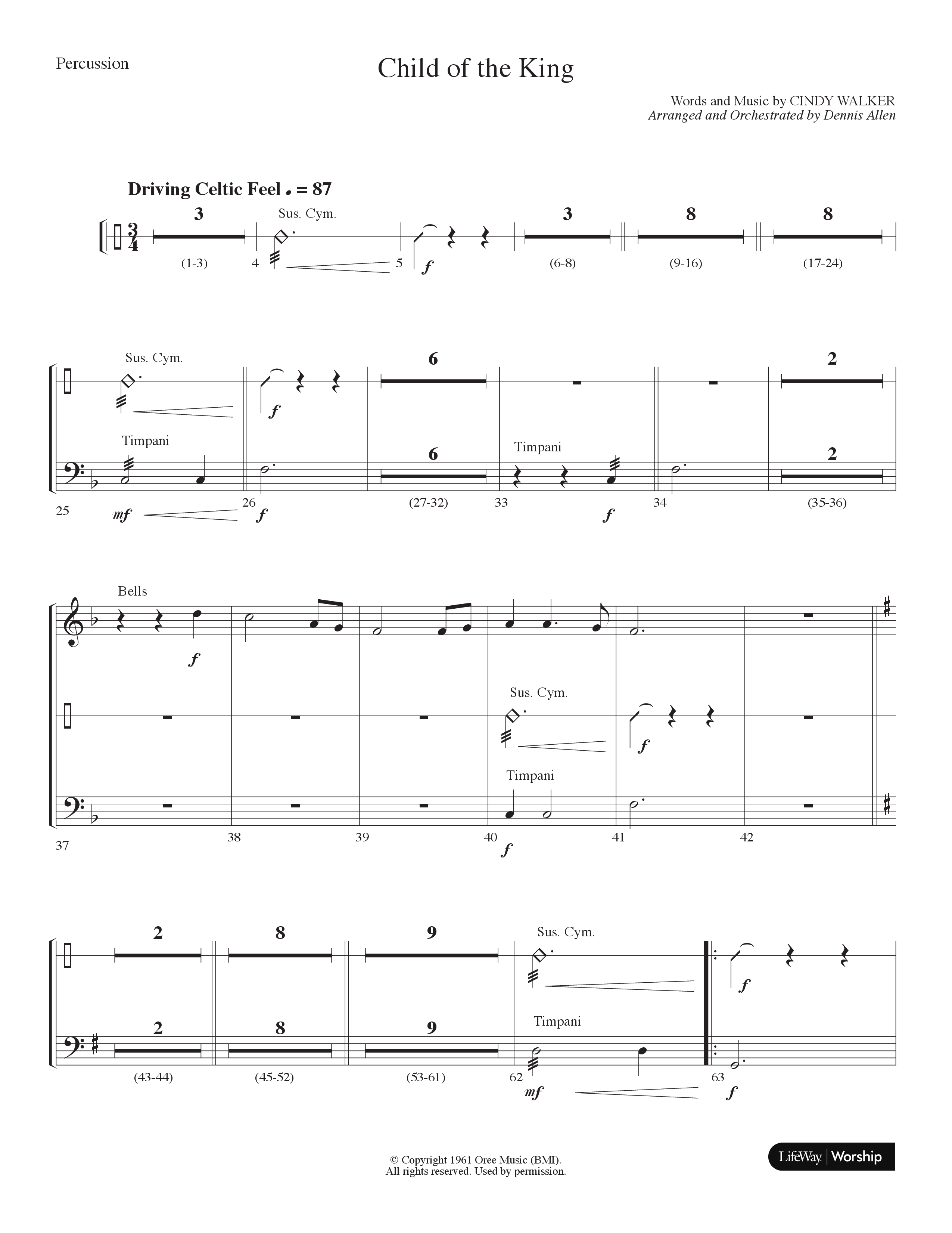 Child Of The King (Choral Anthem SATB) Percussion (Lifeway Choral / Arr. Dennis Allen)